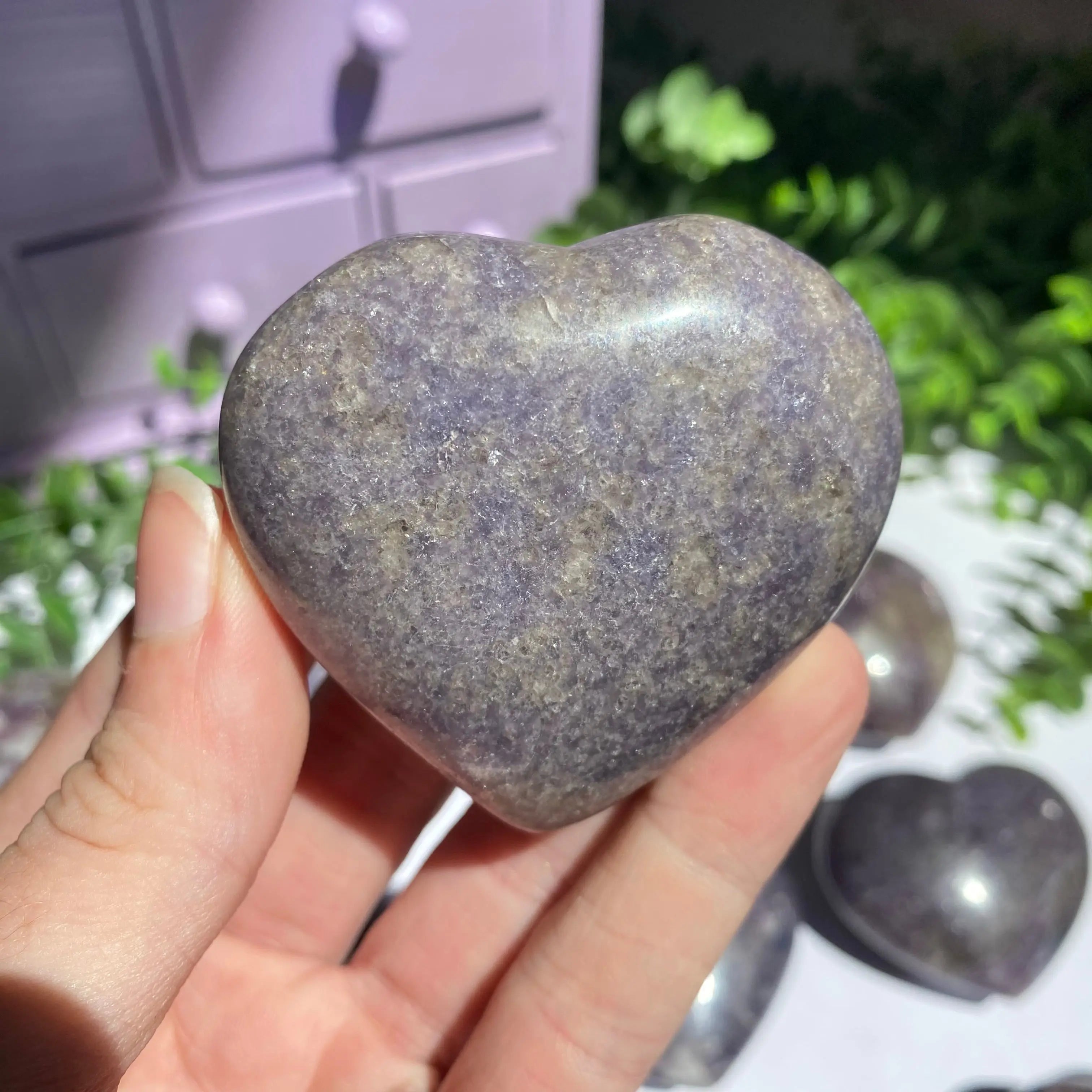 Lepidolite x Smoky Quartz (Unicorn Stone) Heart Arabella Crystals