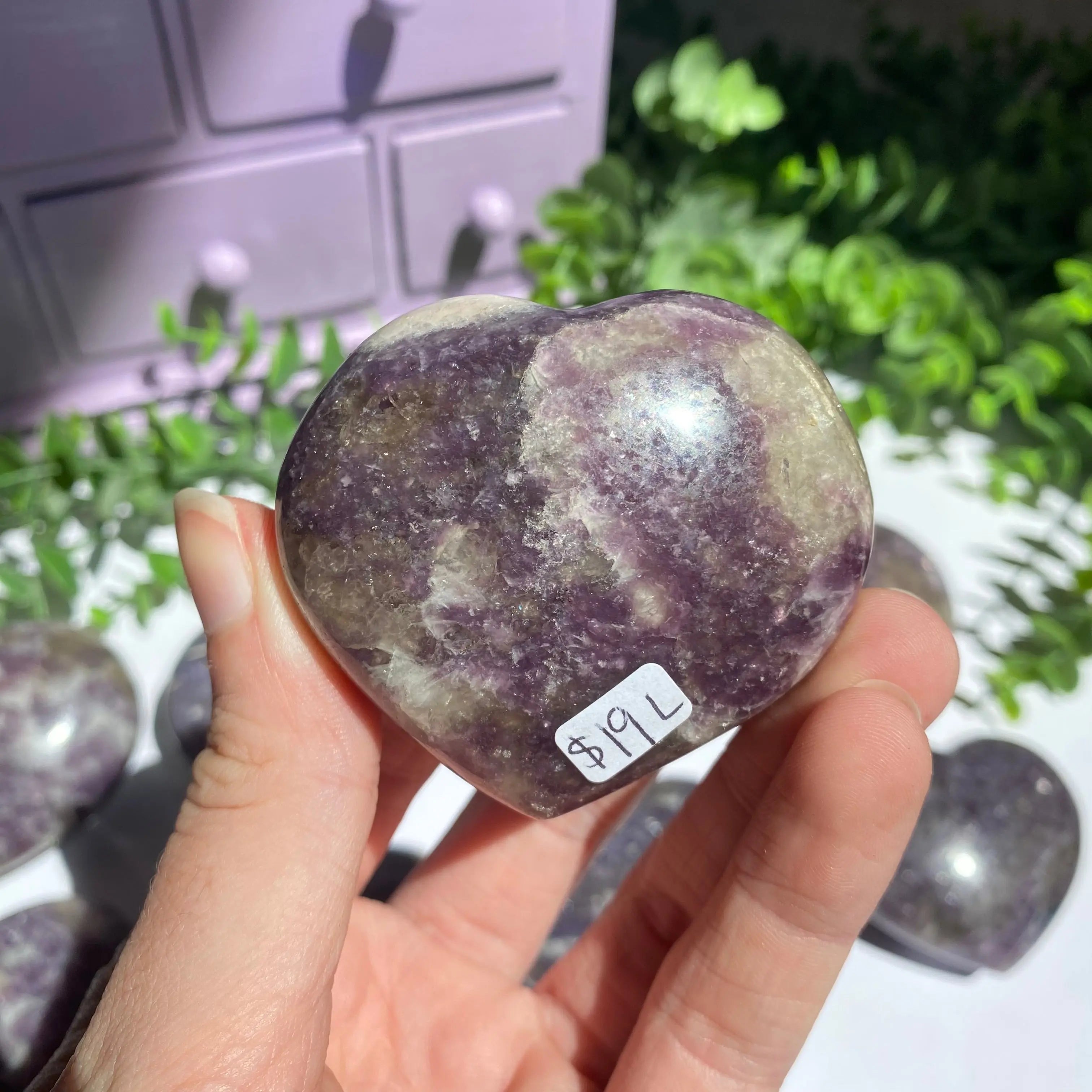 Lepidolite x Smoky Quartz (Unicorn Stone) Heart Arabella Crystals