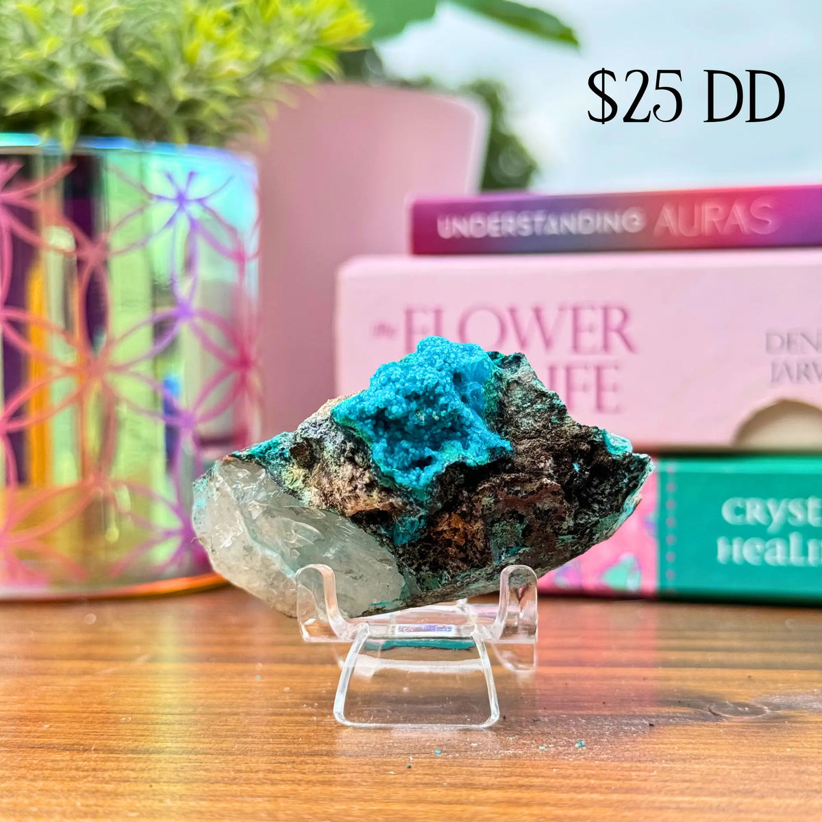 Chrysocolla on Quartz Clusters Arabella Crystals