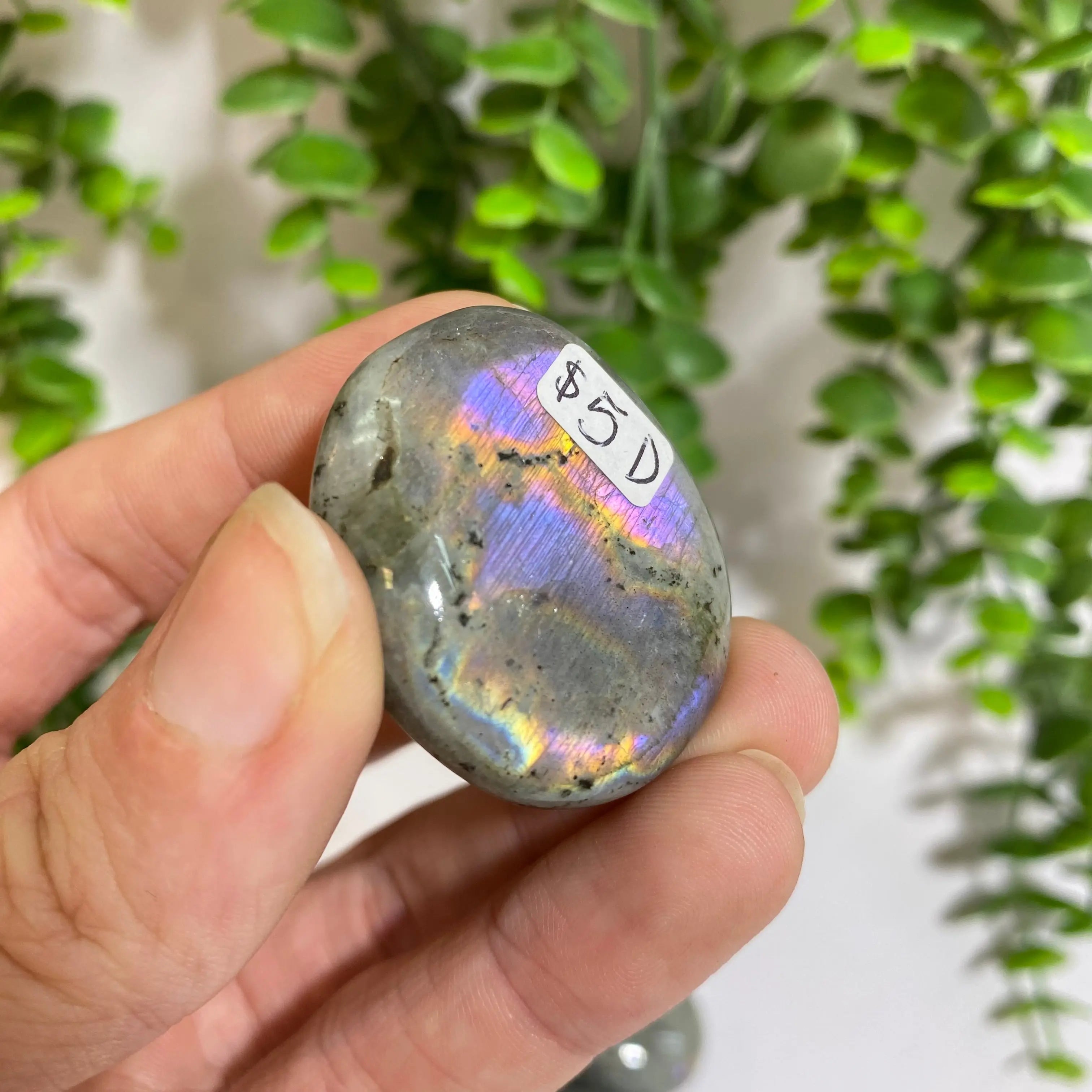 Purple Labradorite Palm Stone Arabella Crystals