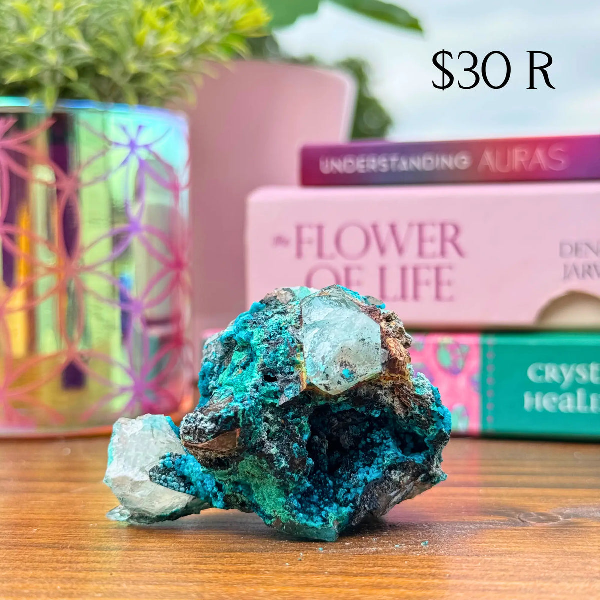 Chrysocolla on Quartz Clusters Arabella Crystals