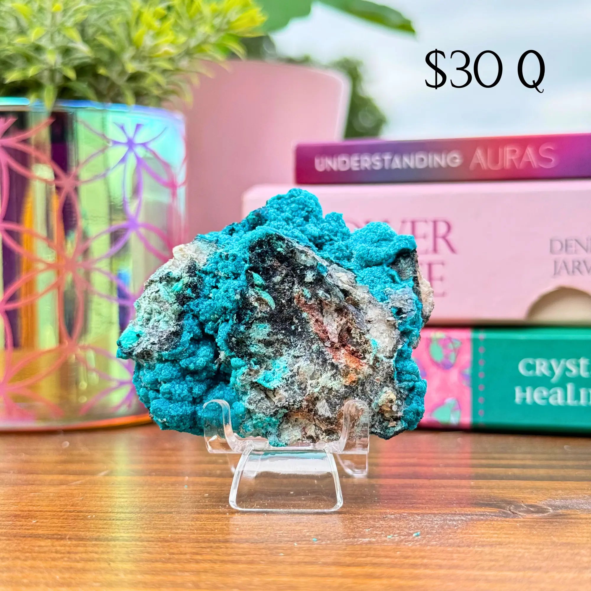 Chrysocolla on Quartz Clusters Arabella Crystals