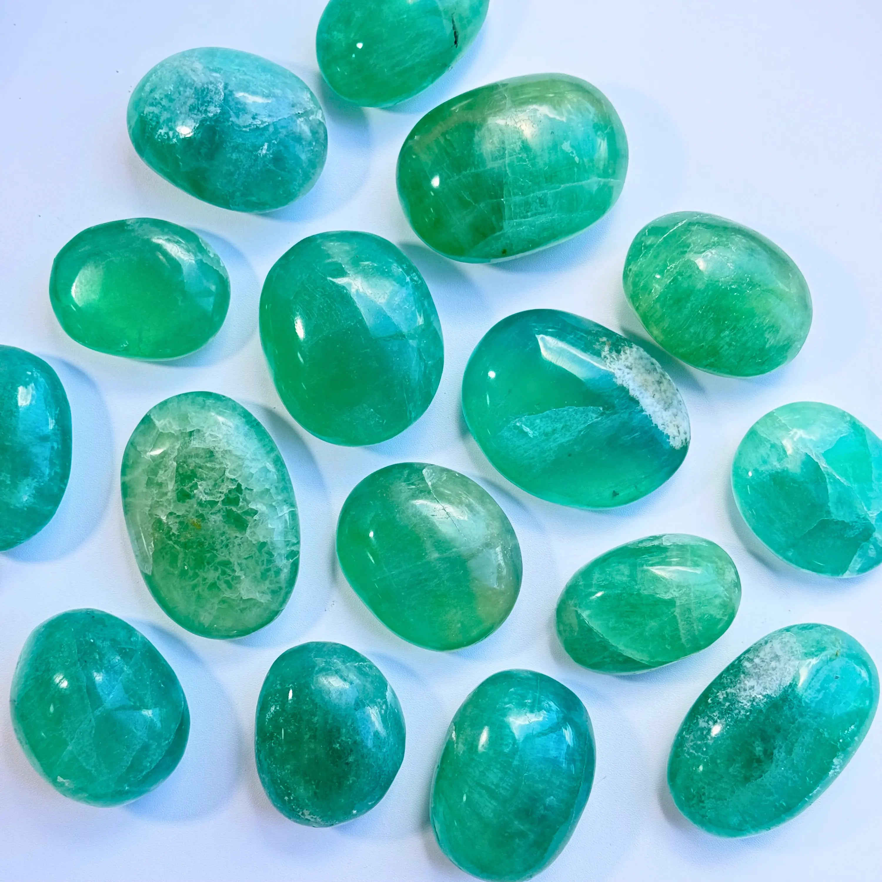 Green Fluorite Palm Stones Arabella Crystals