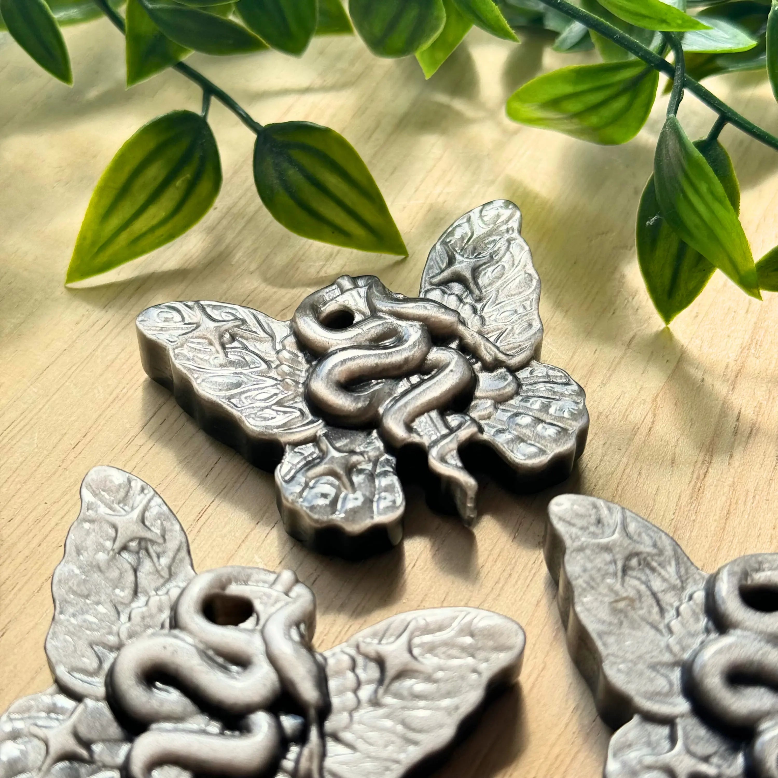 Silver Sheen Obsidian Butterfly Serpent Carving Arabella Crystals