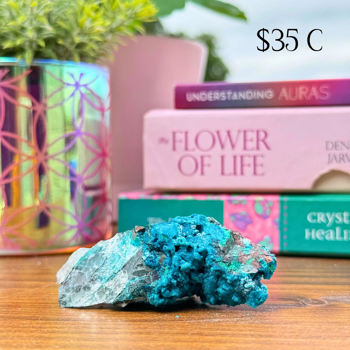 Chrysocolla on Quartz Clusters Arabella Crystals