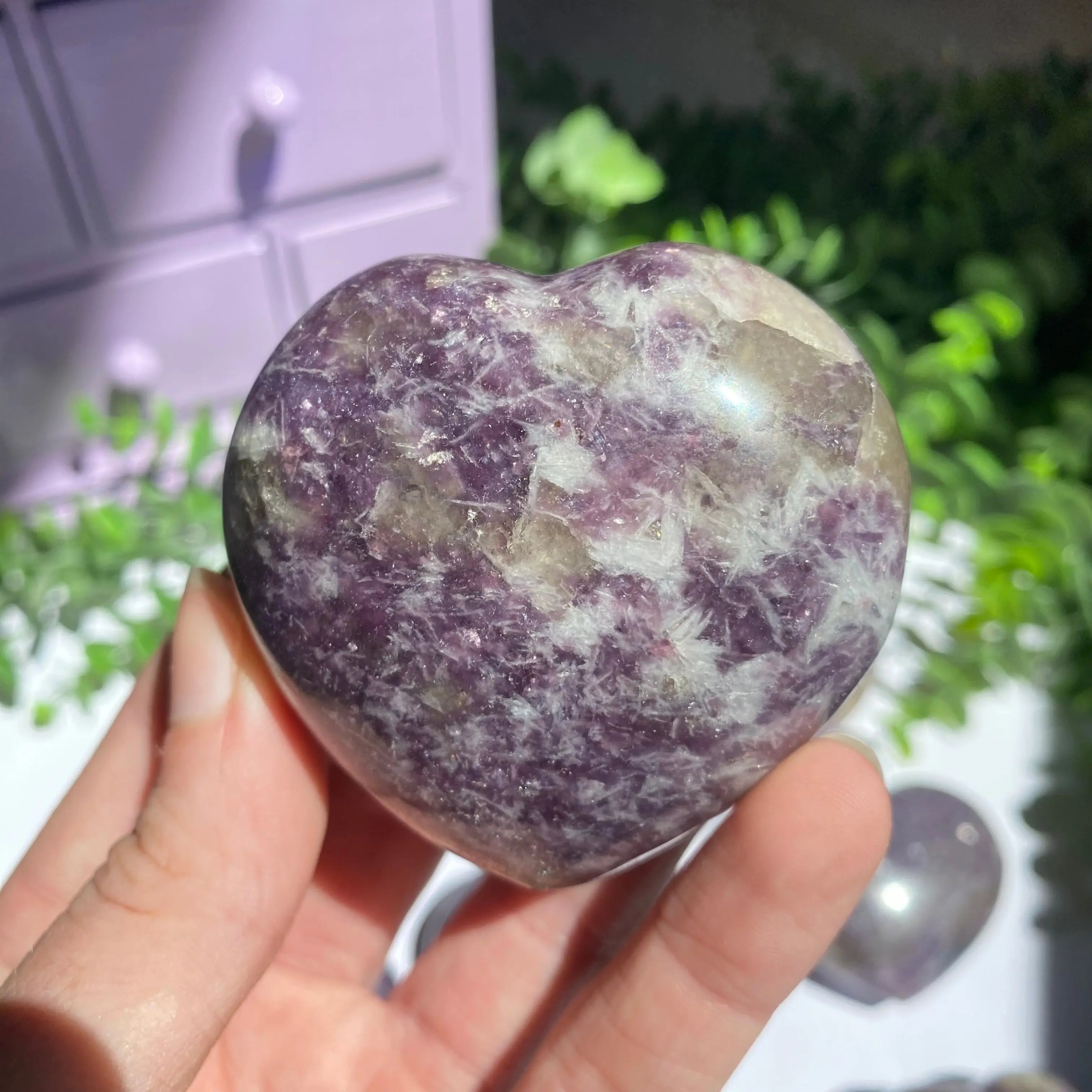 Lepidolite x Smoky Quartz (Unicorn Stone) Heart Arabella Crystals