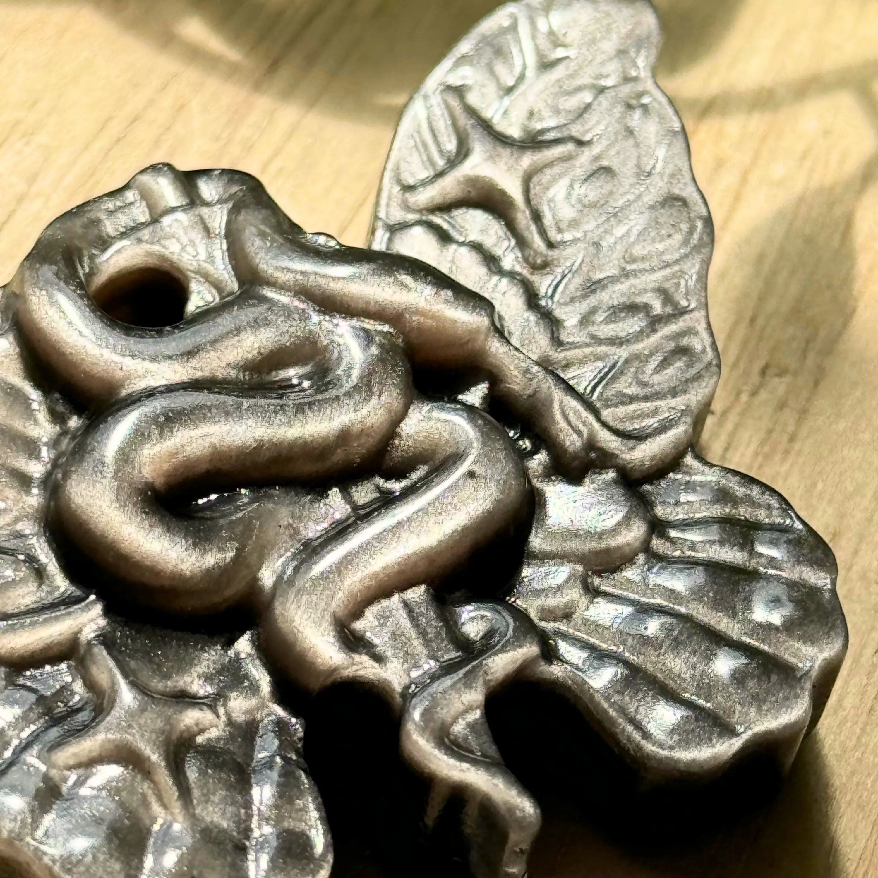 Silver Sheen Obsidian Butterfly Serpent Carving Arabella Crystals