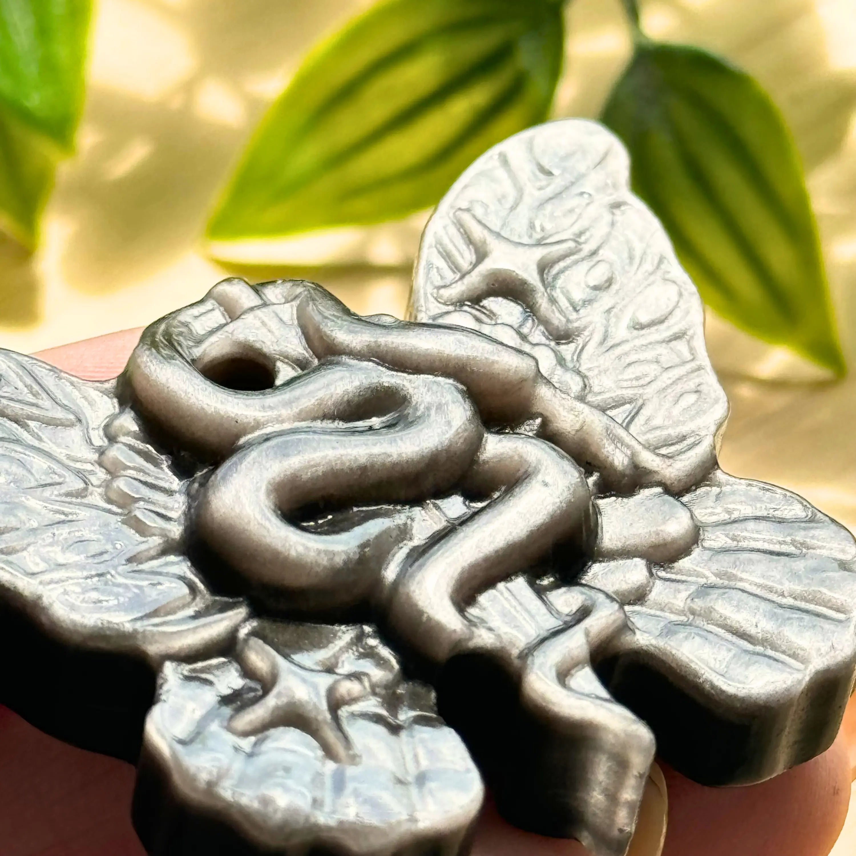 Silver Sheen Obsidian Butterfly Serpent Carving Arabella Crystals