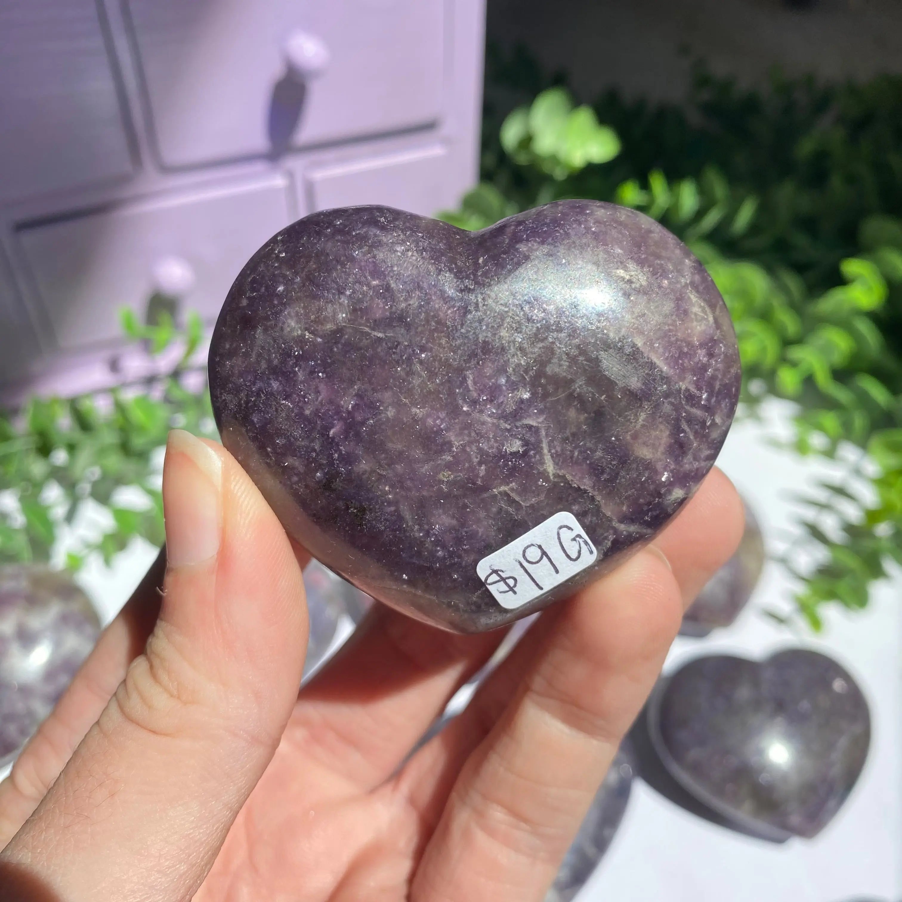 Lepidolite x Smoky Quartz (Unicorn Stone) Heart Arabella Crystals