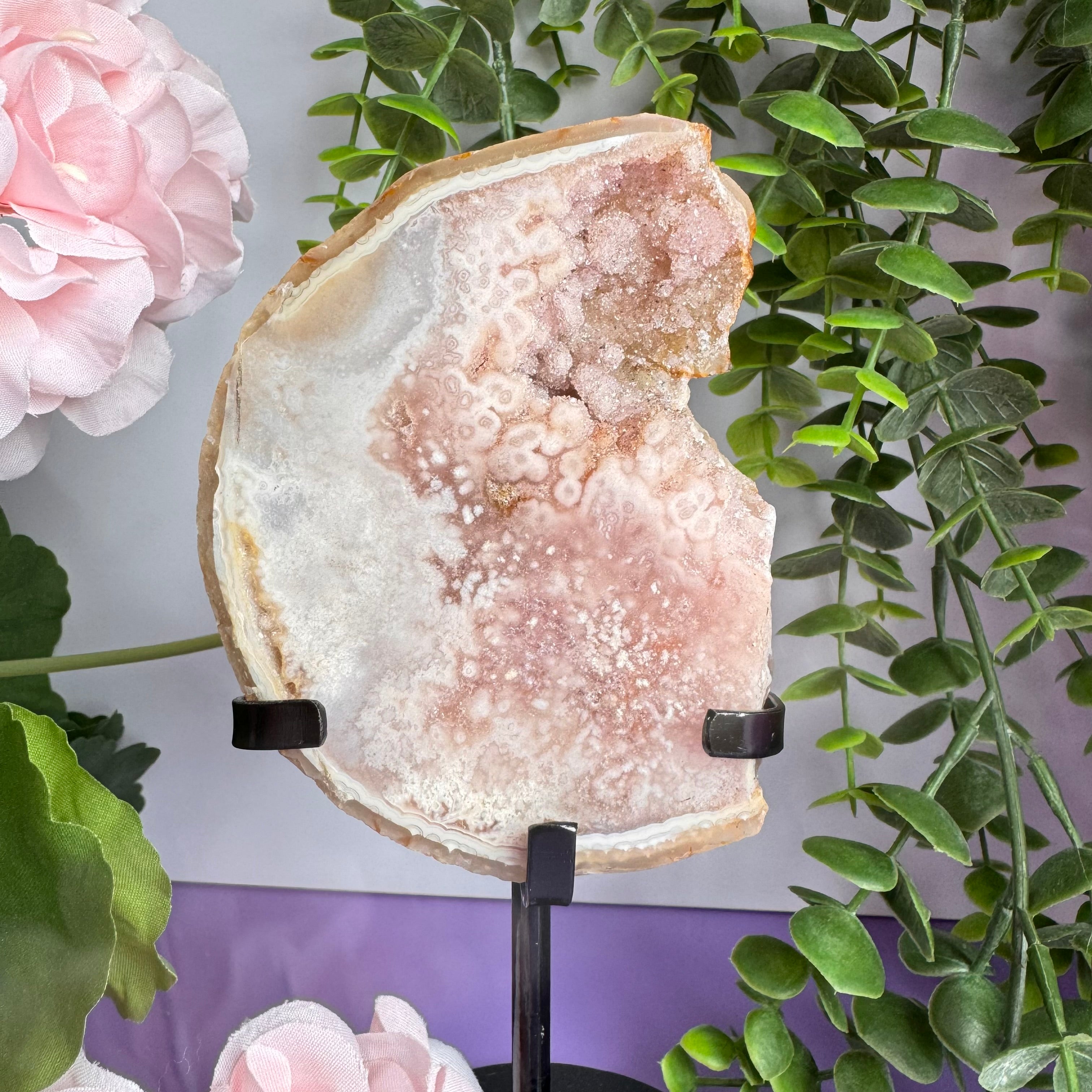 Flower Agate and Amethyst geode