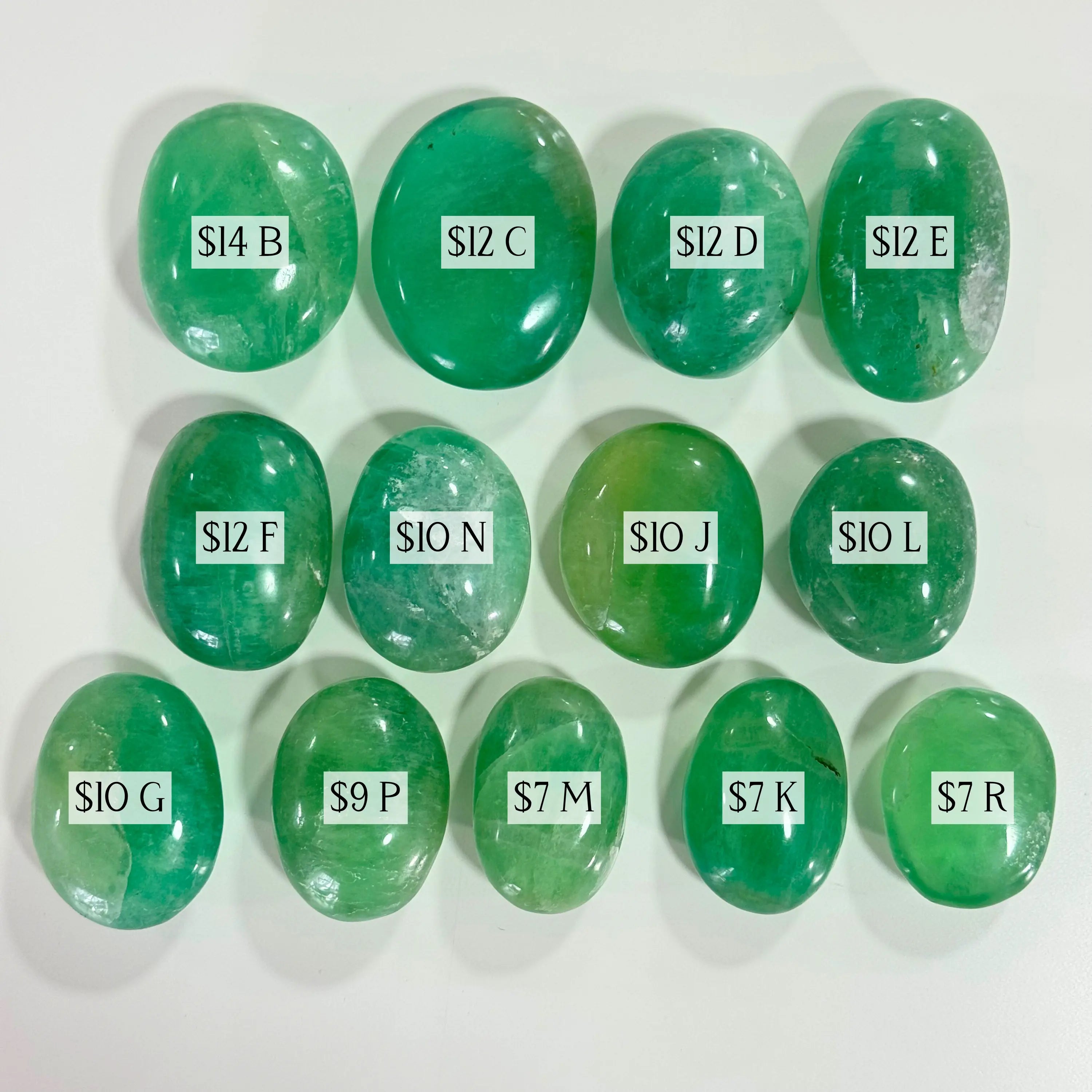 Green Fluorite Palm Stones Arabella Crystals