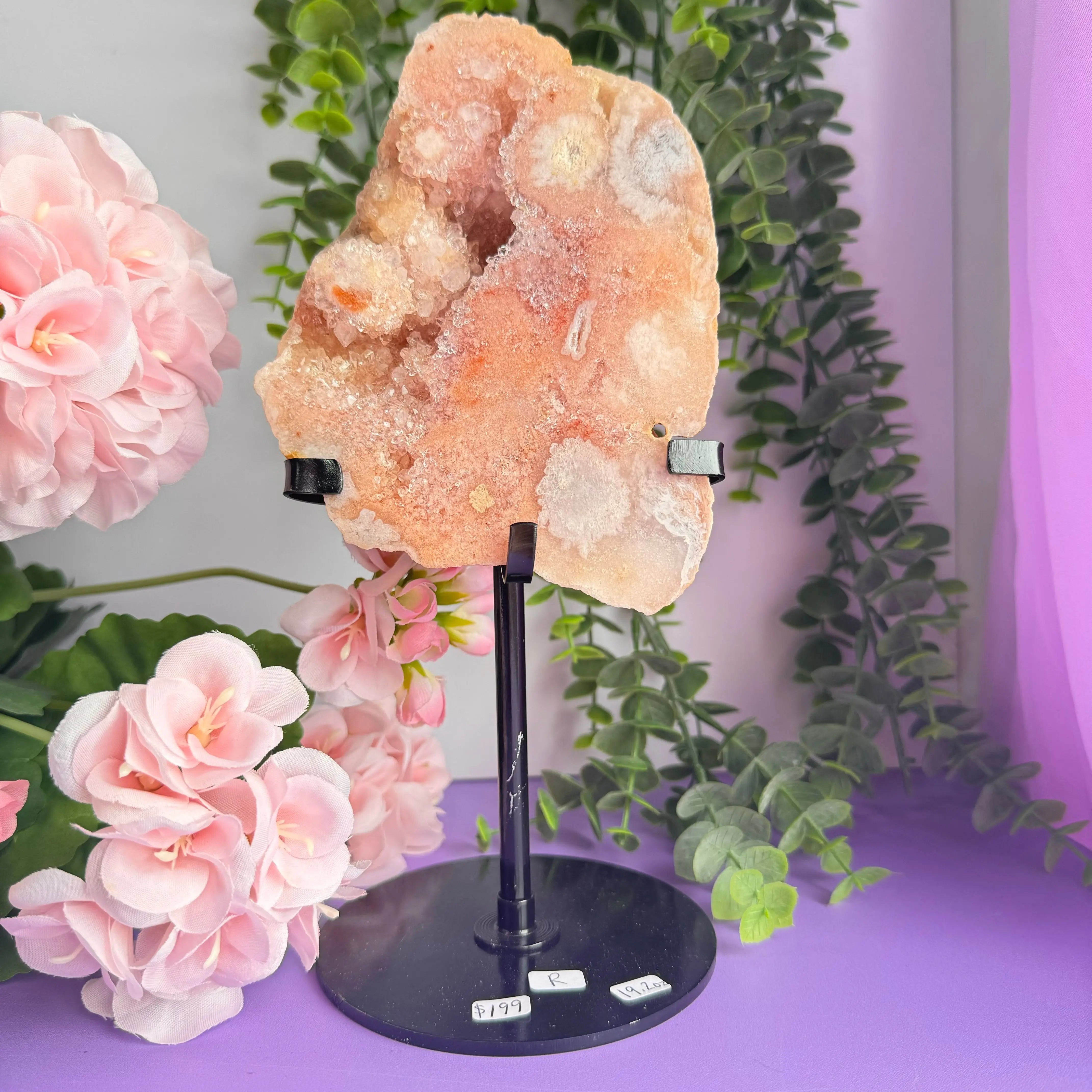 Flower Agate x Amethyst Stand Arabella Crystals