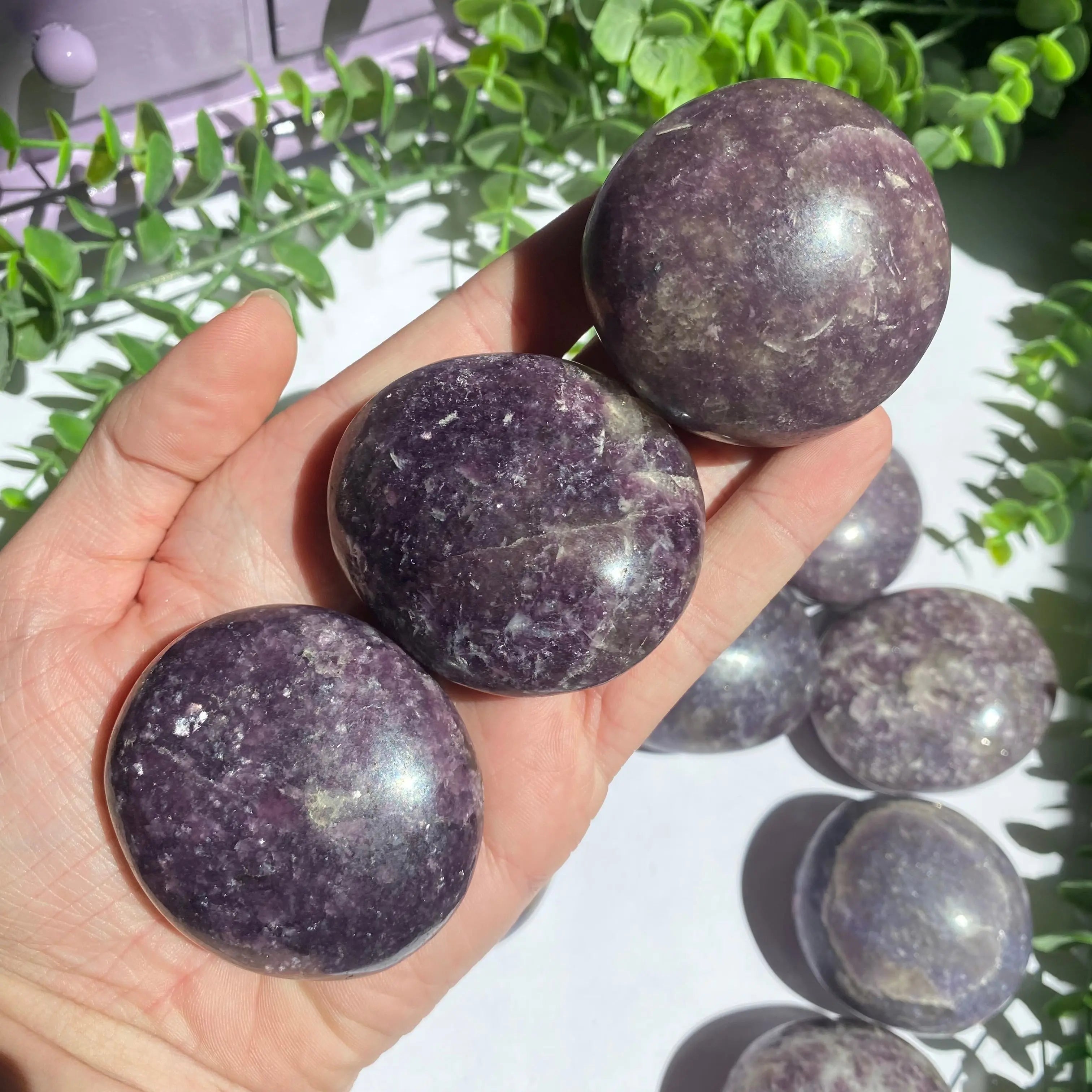 Lepidolite x Smoky Quartz (Unicorn Stone) Palm Stone Arabella Crystals