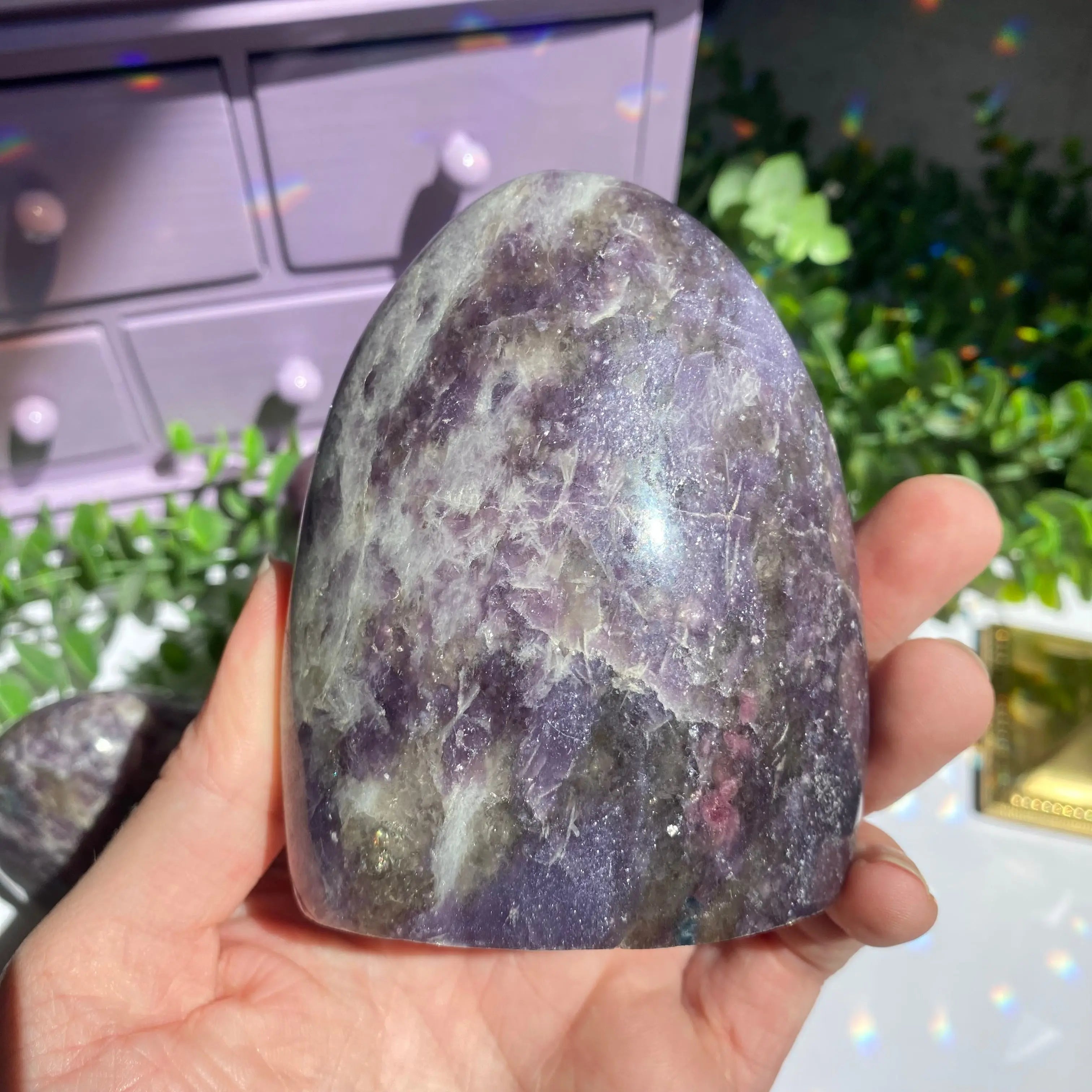 Lepidolite x Smoky Quartz (Unicorn Stone) Free Form Arabella Crystals