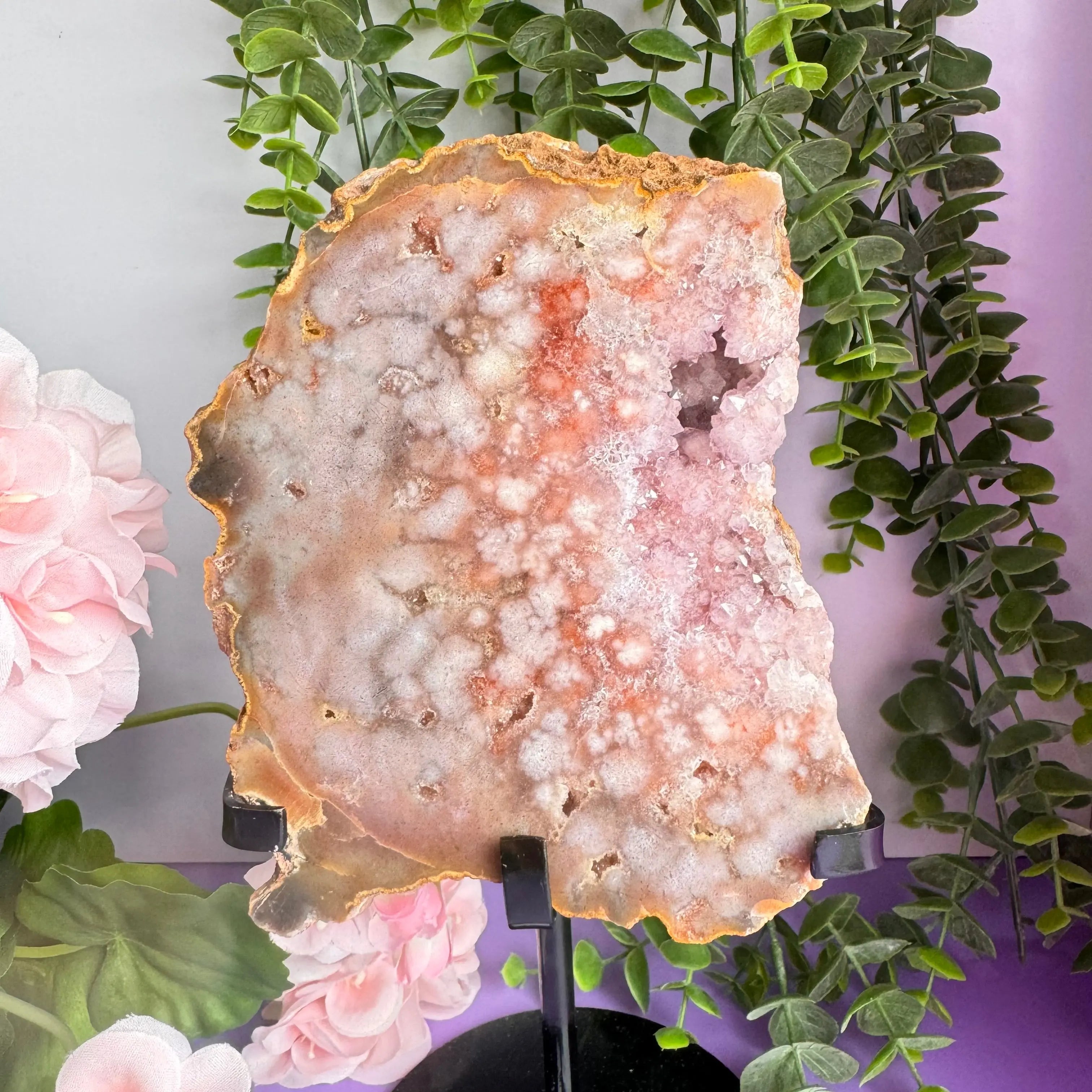Flower Agate x Amethyst Stand Arabella Crystals