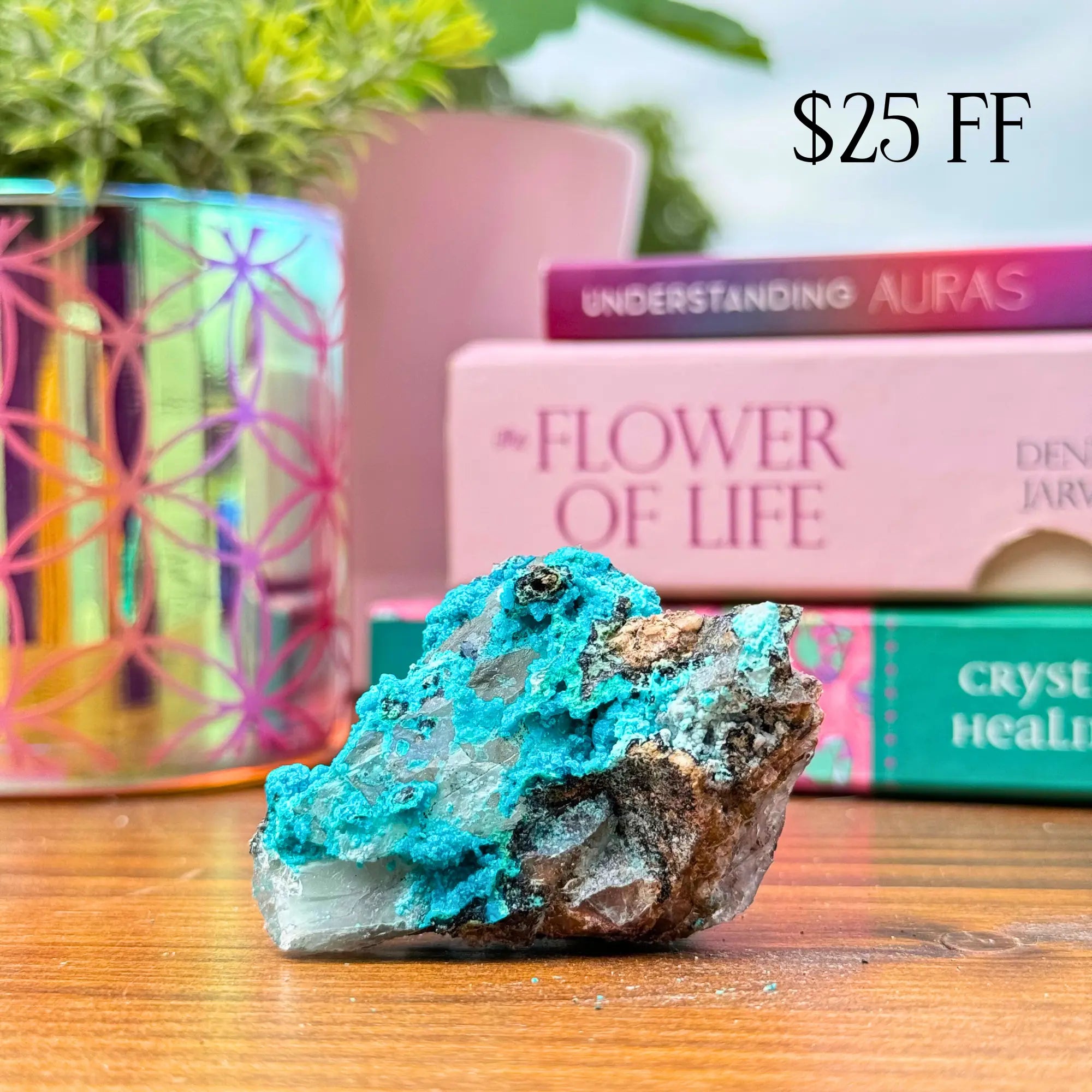 Chrysocolla on Quartz Clusters Arabella Crystals