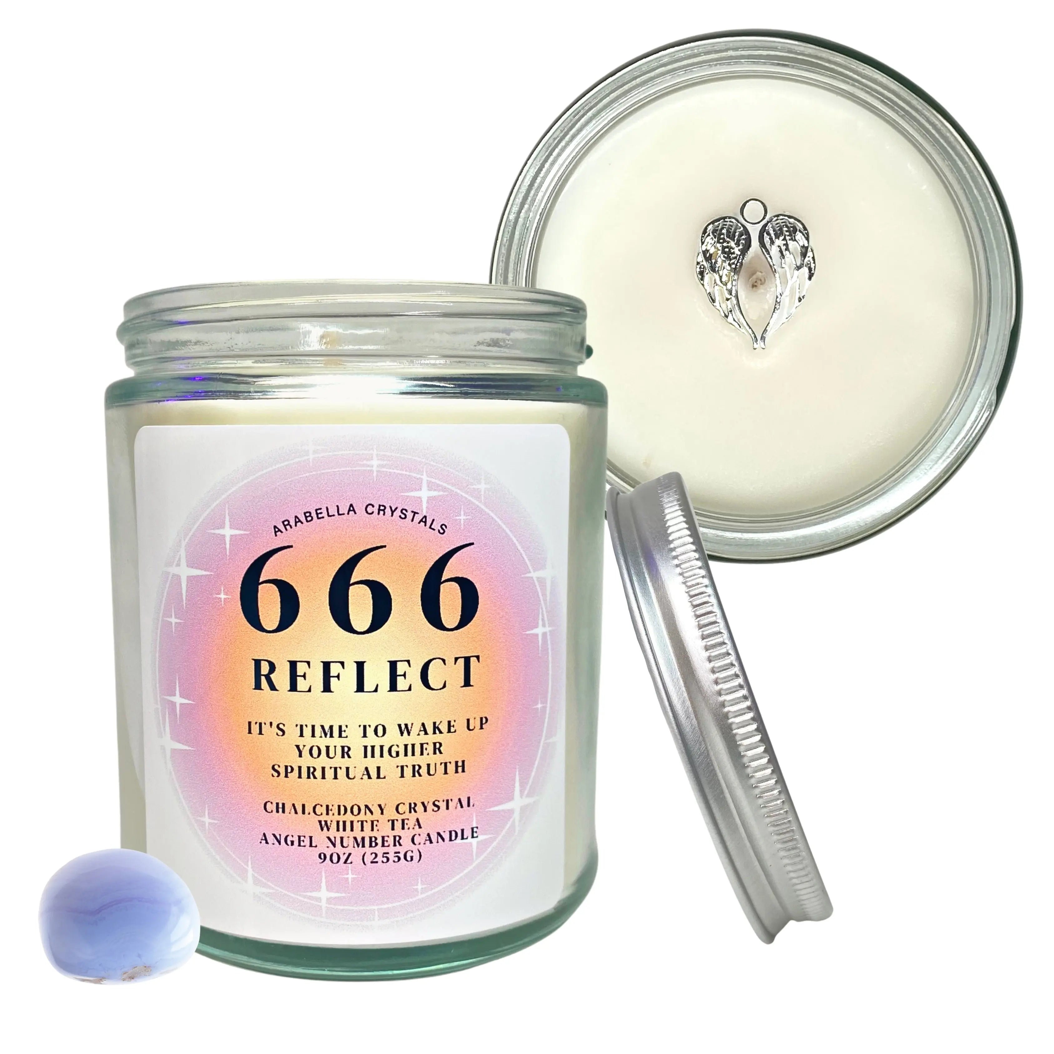 666 Reflect Angel Number Candle Notes of: Lemon, Ginger & White Tea
