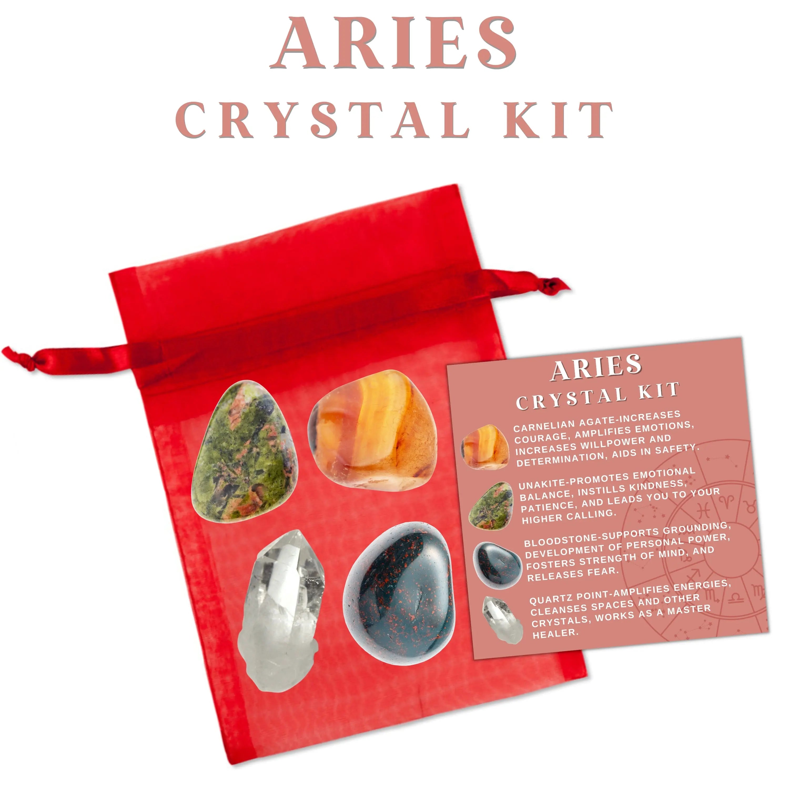 Aries Zodiac Crystal Kit Courage, Action, Leadership