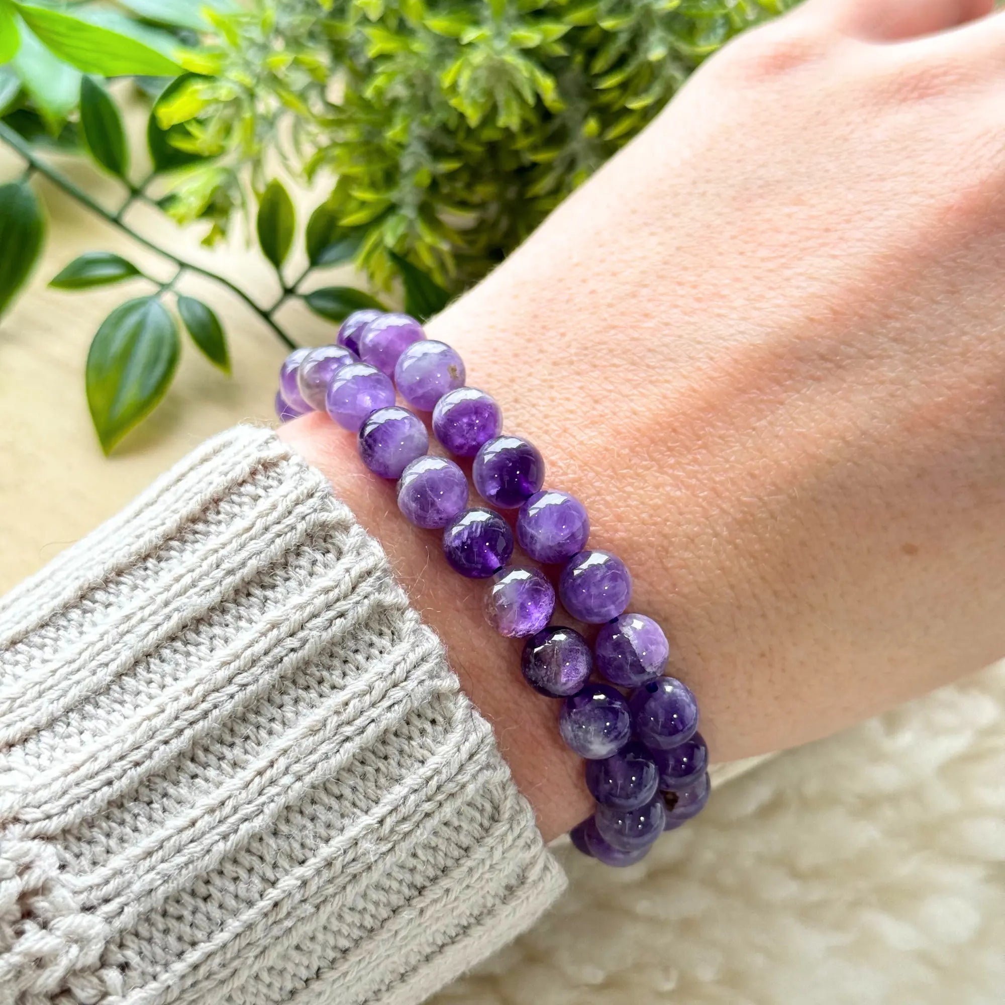 Amethyst Beaded Gemstone Bracelet Arabella Crystals