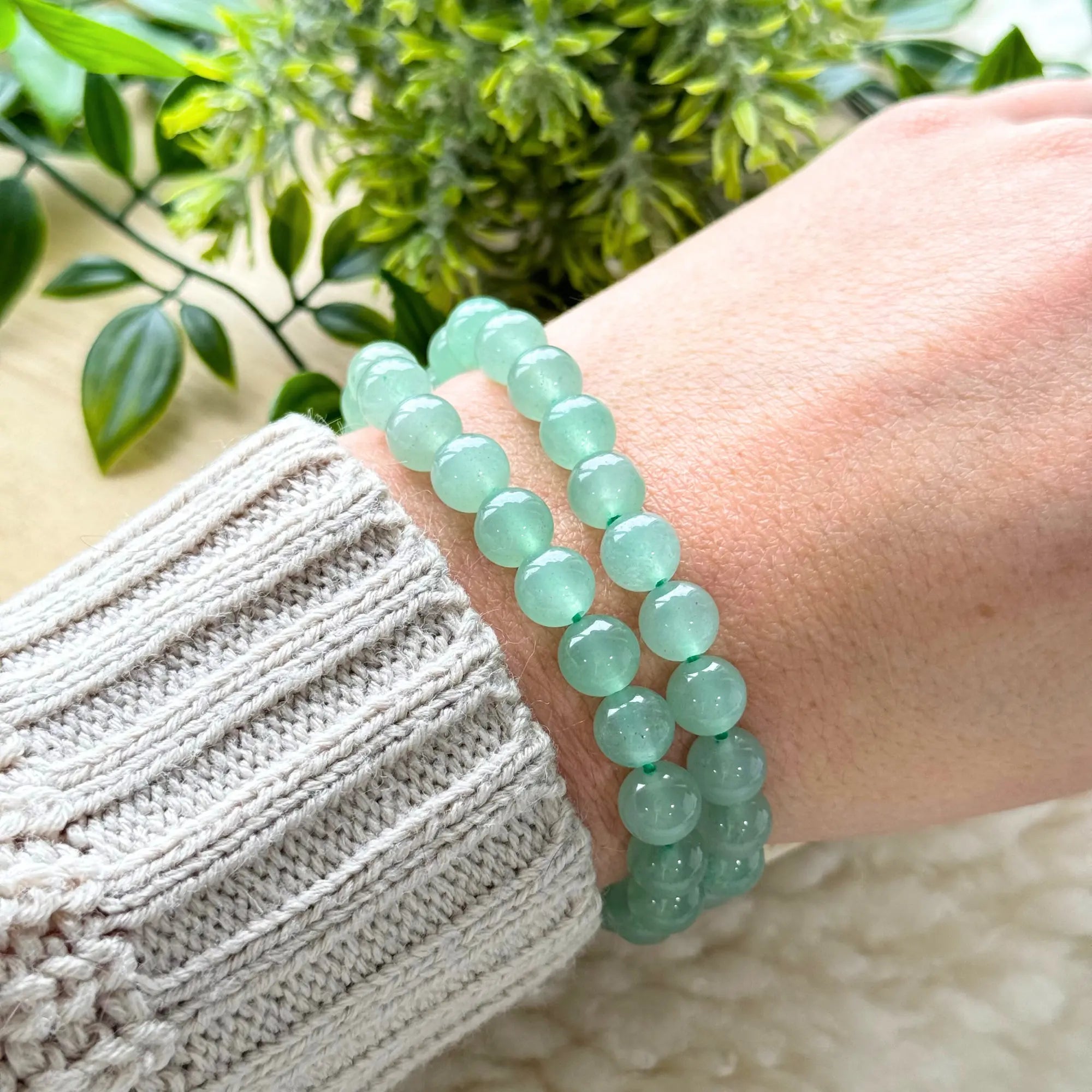 Green Aventurine Beaded Gemstone Bracelet Arabella Crystals