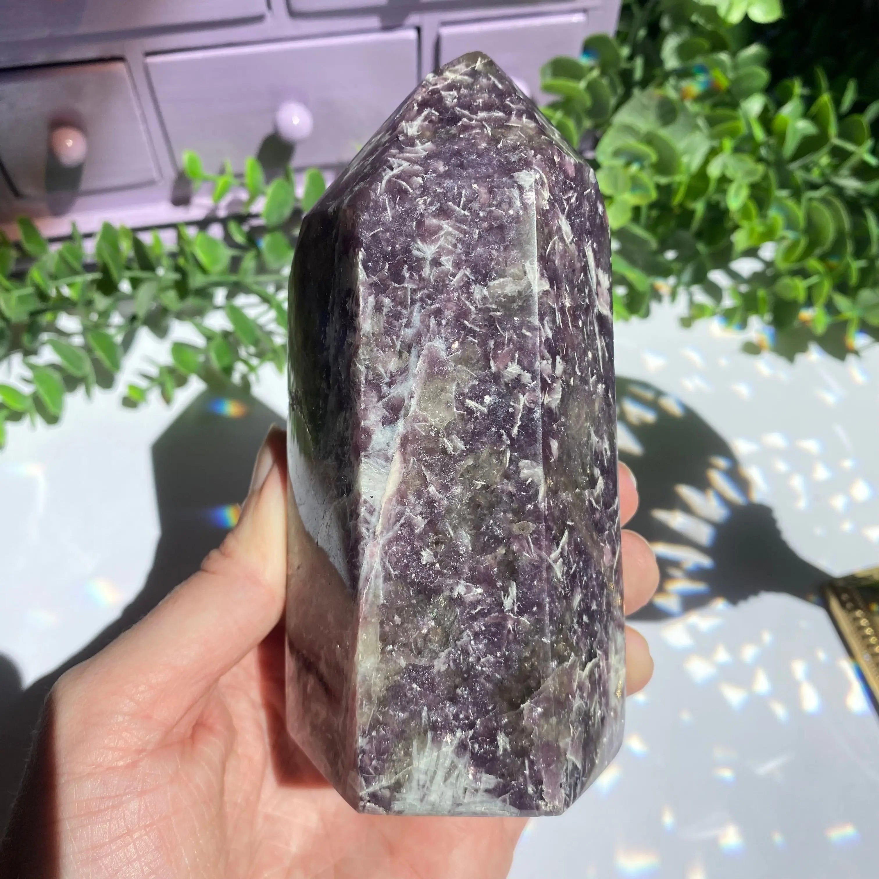 Lepidolite x Smoky Quartz (Unicorn Stone) Point Arabella Crystals