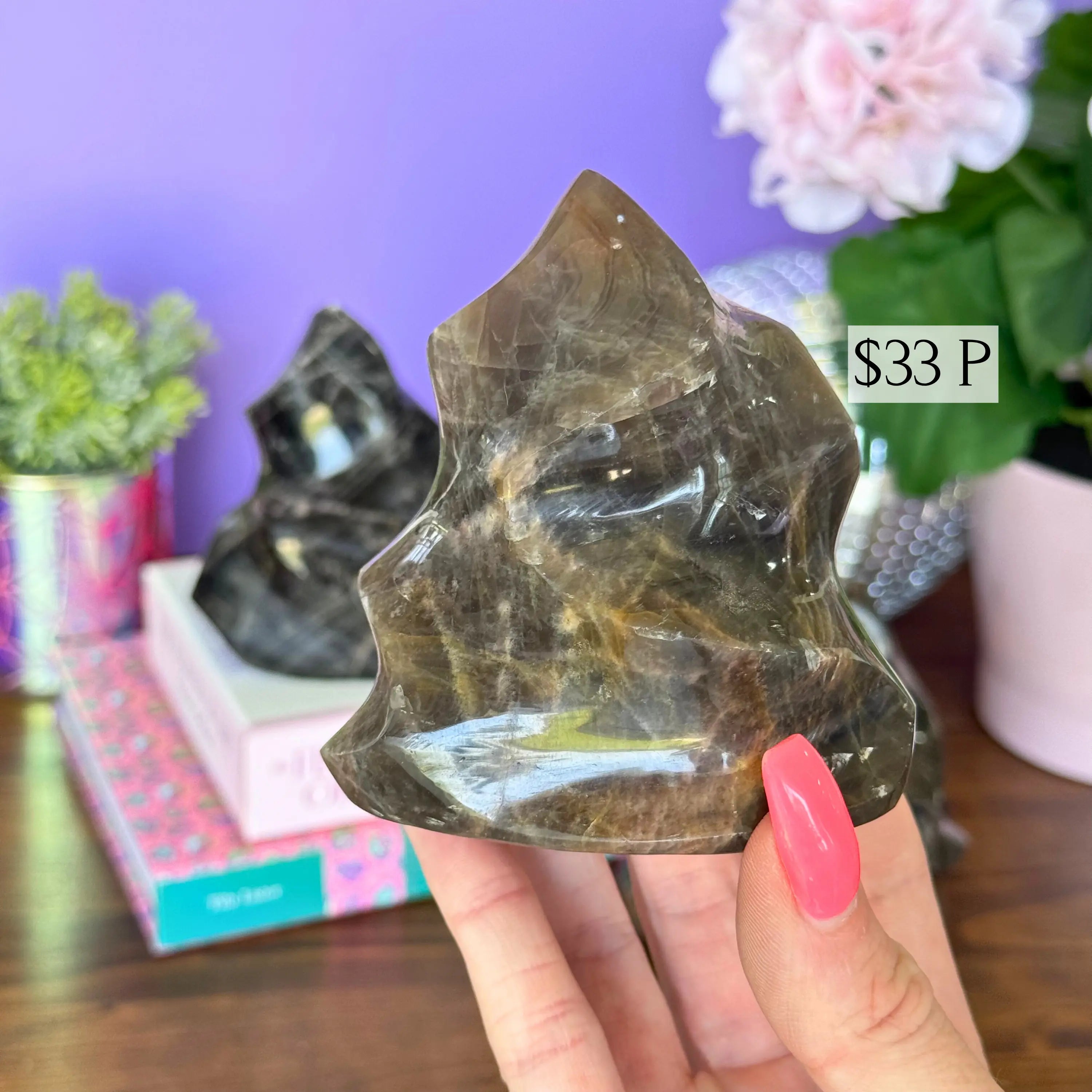 Black Moonstone Flames Arabella Crystals