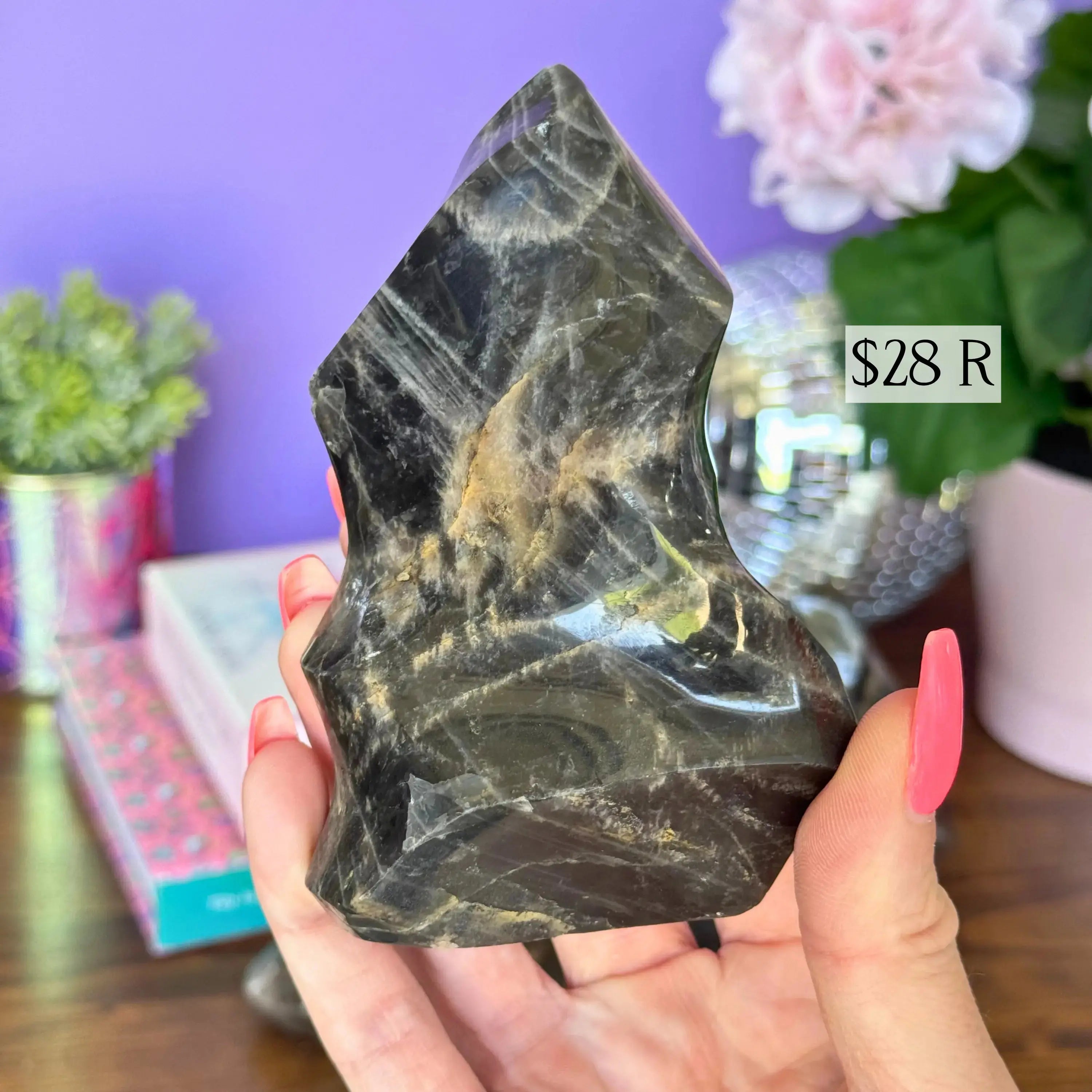 Black Moonstone Flames Arabella Crystals