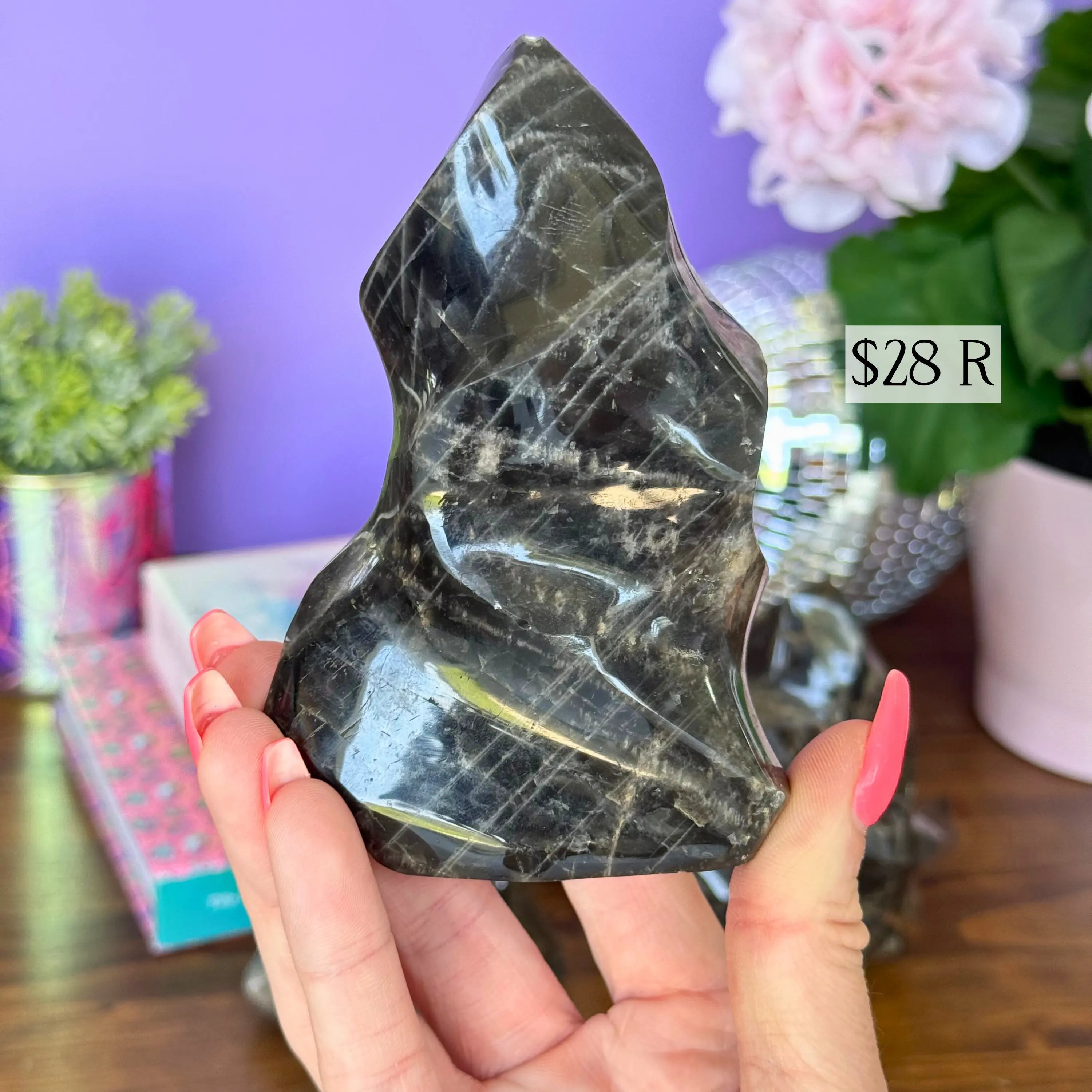 Black Moonstone Flames Arabella Crystals