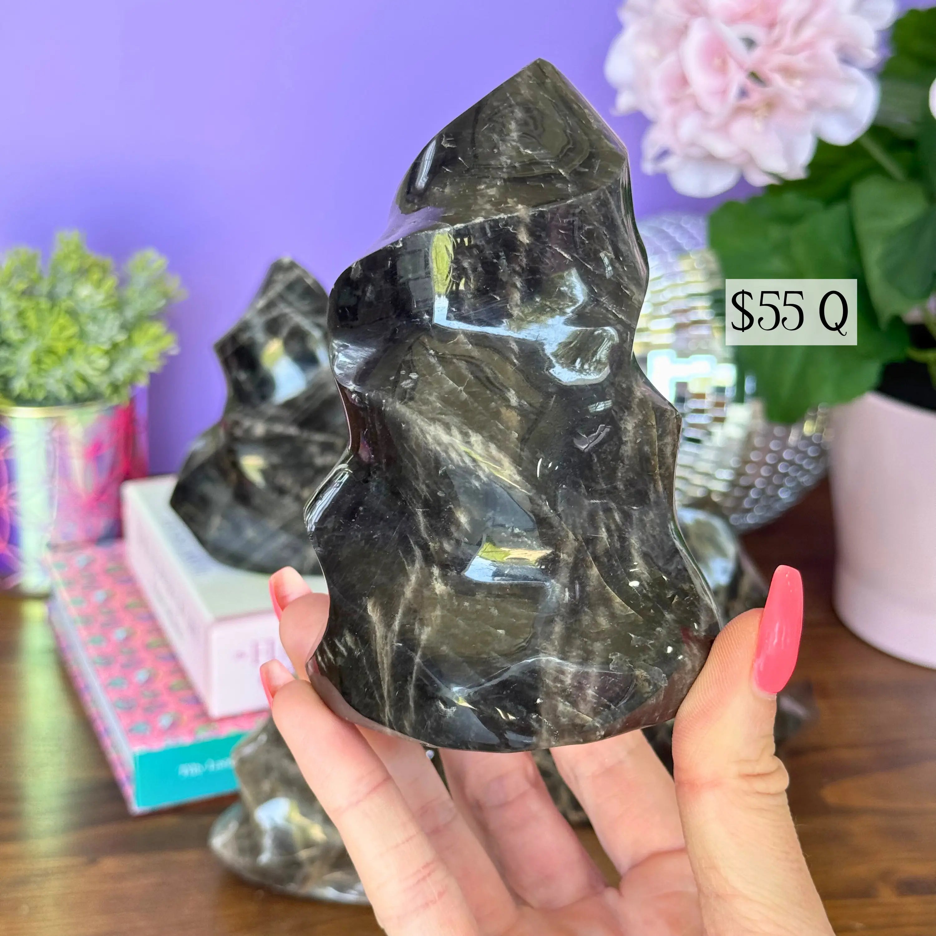 Black Moonstone Flames Arabella Crystals