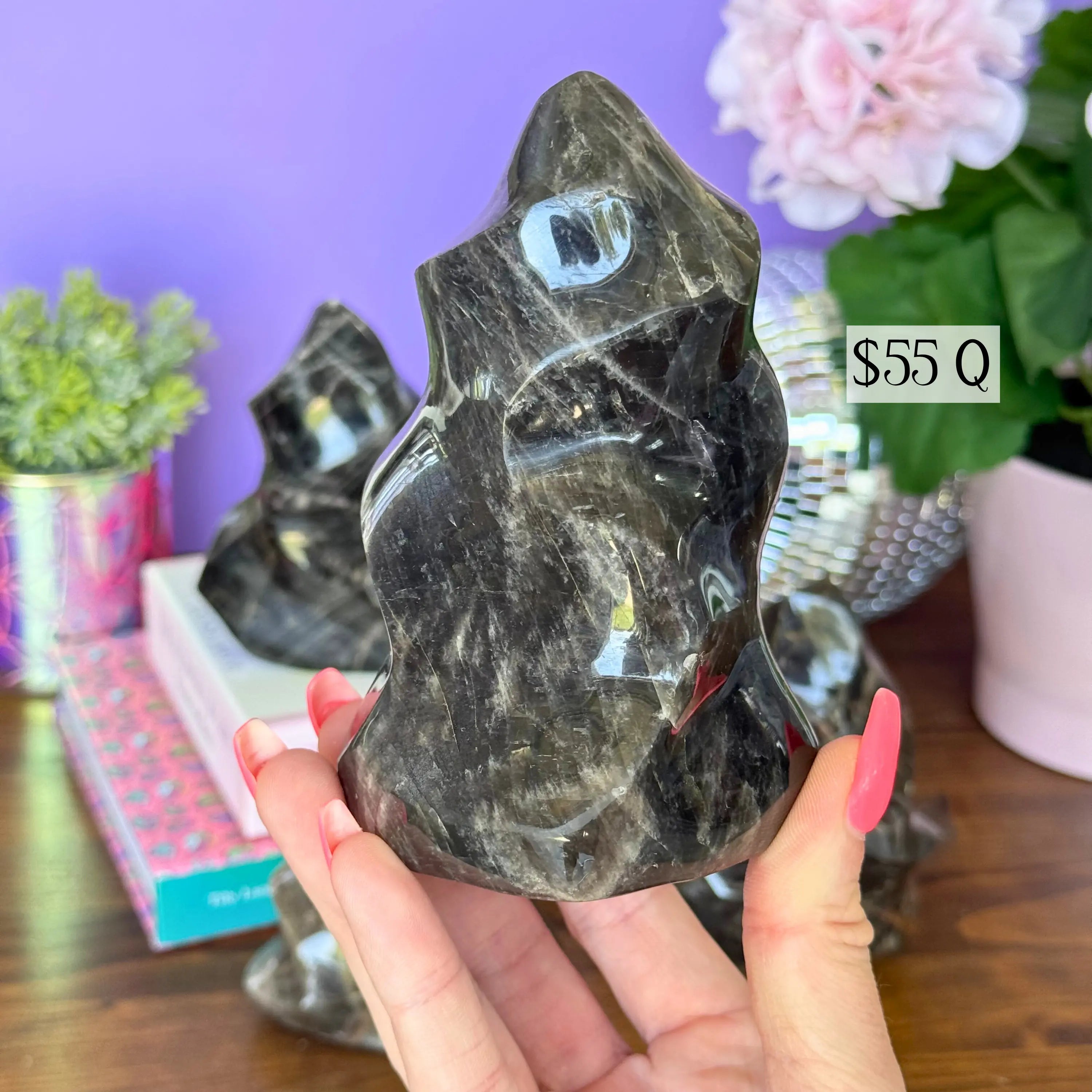 Black Moonstone Flames Arabella Crystals