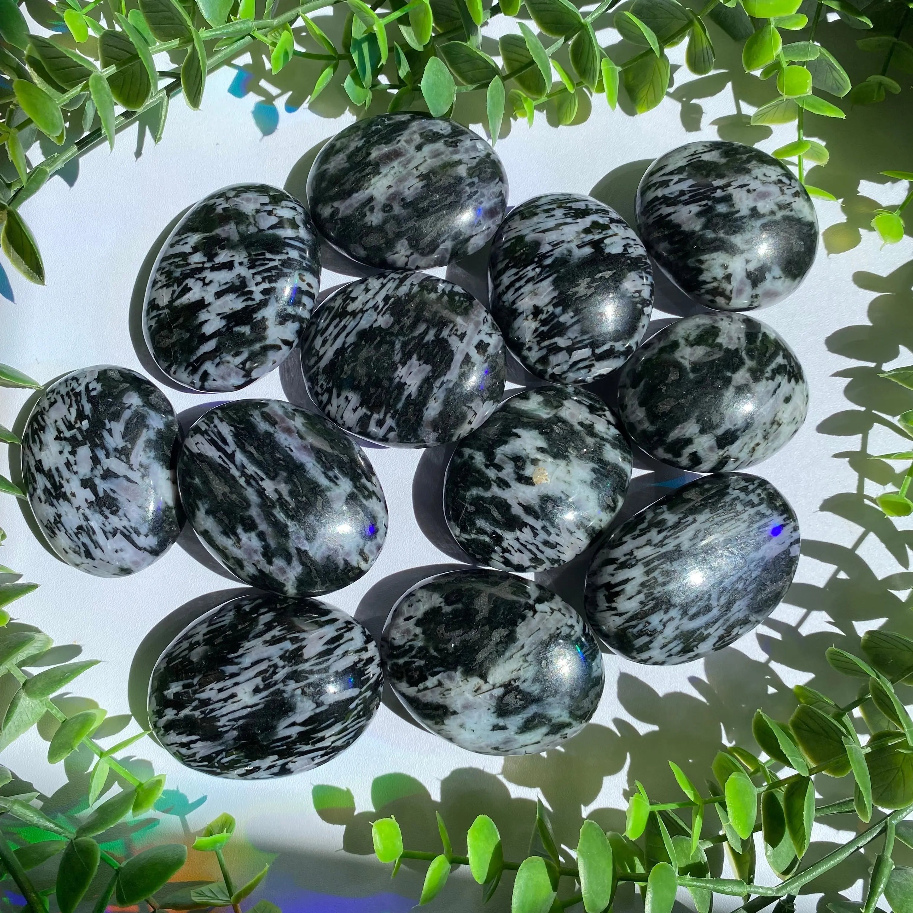 Indigo Gabbro Palm Stone Arabella Crystals