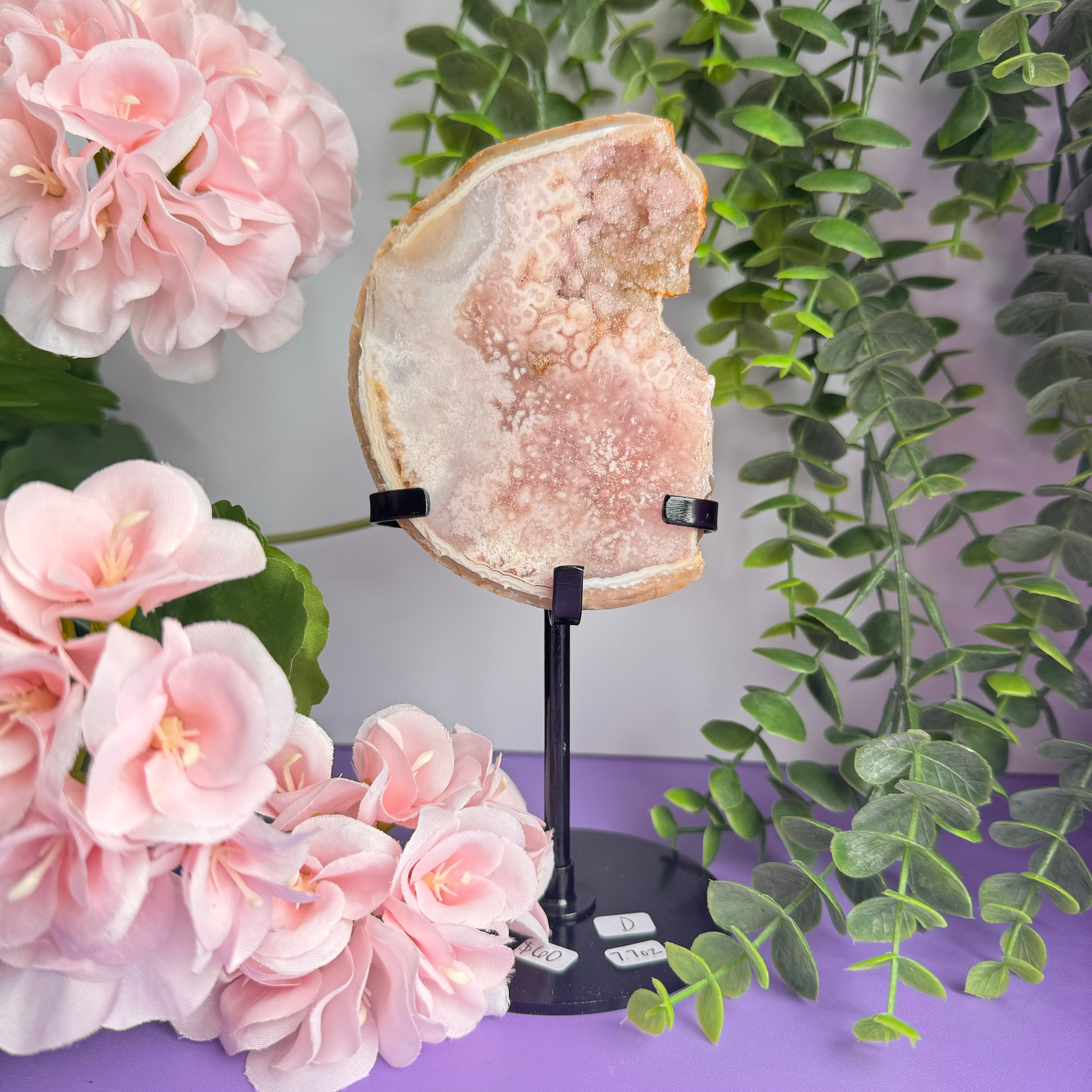 Flower Agate and Amethyst geode
