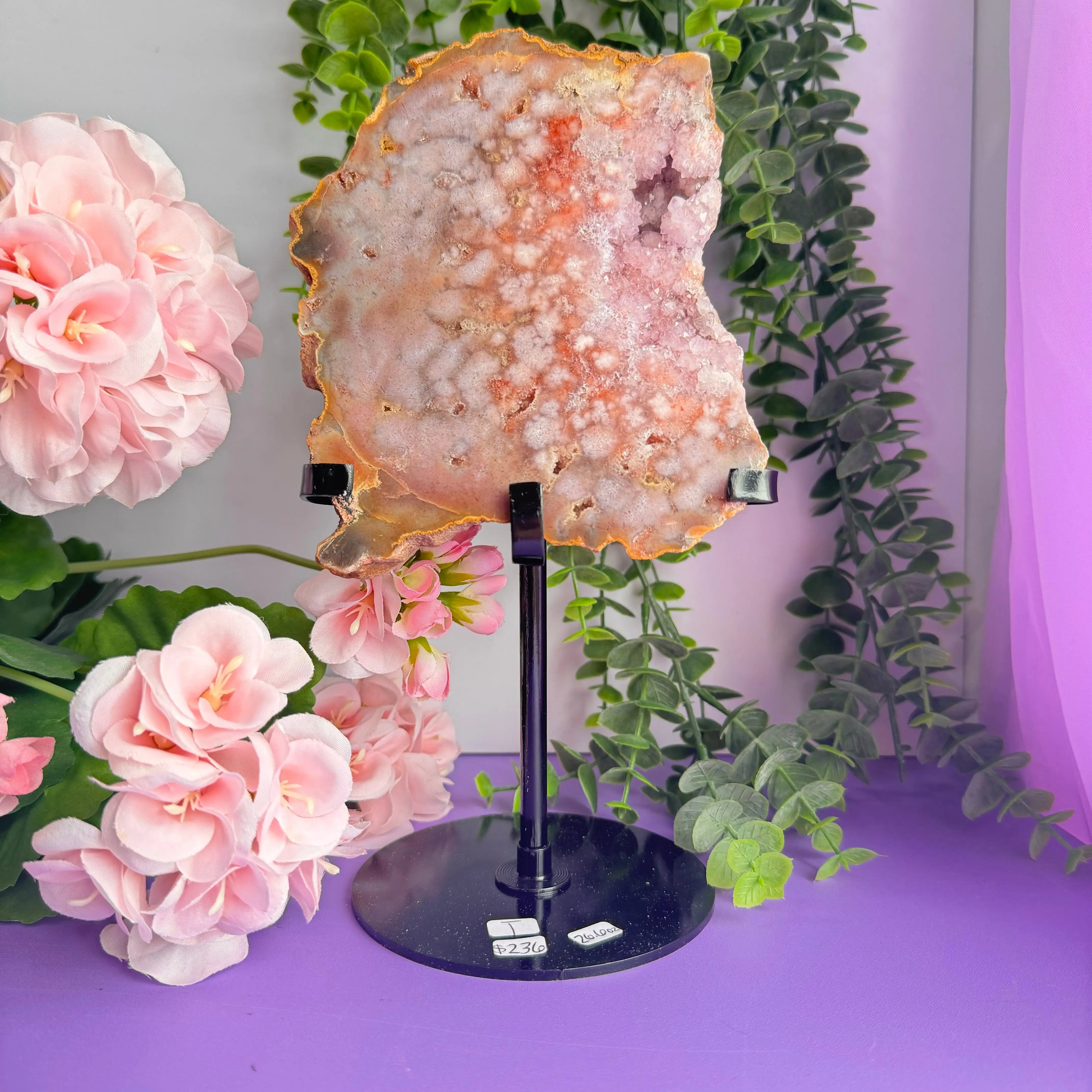Flower Agate x Amethyst Stand Arabella Crystals