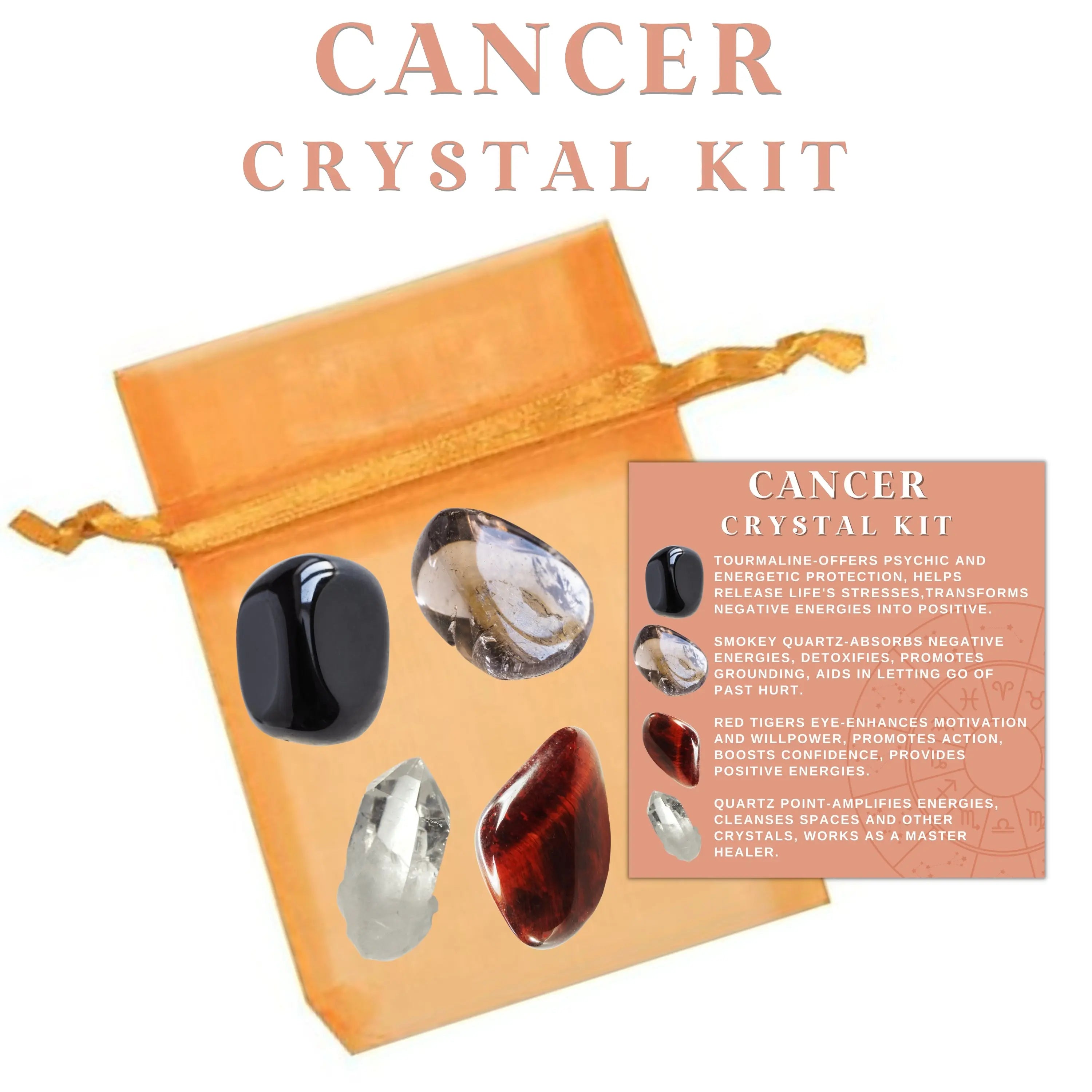 Cancer Zodiac Crystal Kit Intuition, Nurturing, Emotion