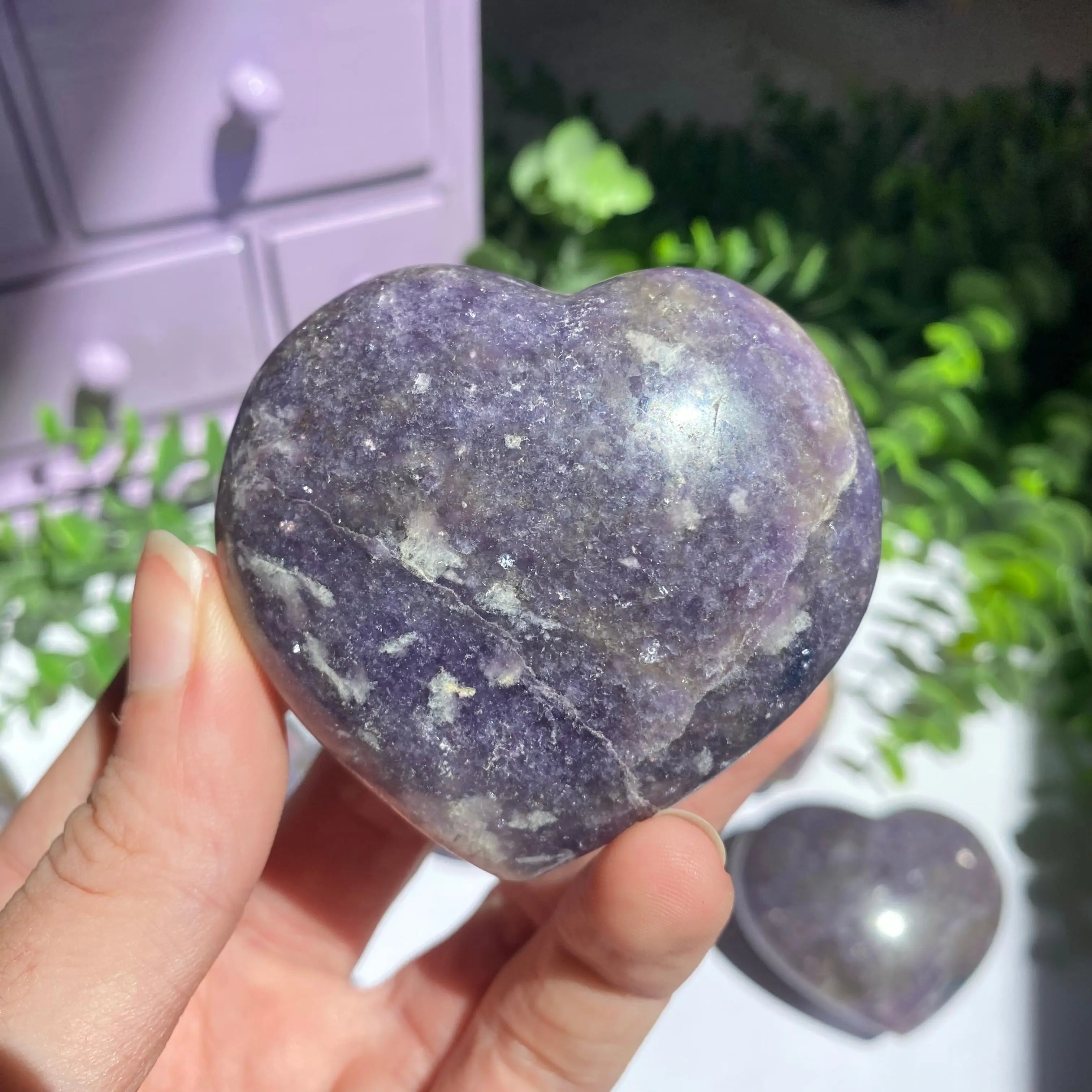 Lepidolite x Smoky Quartz (Unicorn Stone) Heart Arabella Crystals