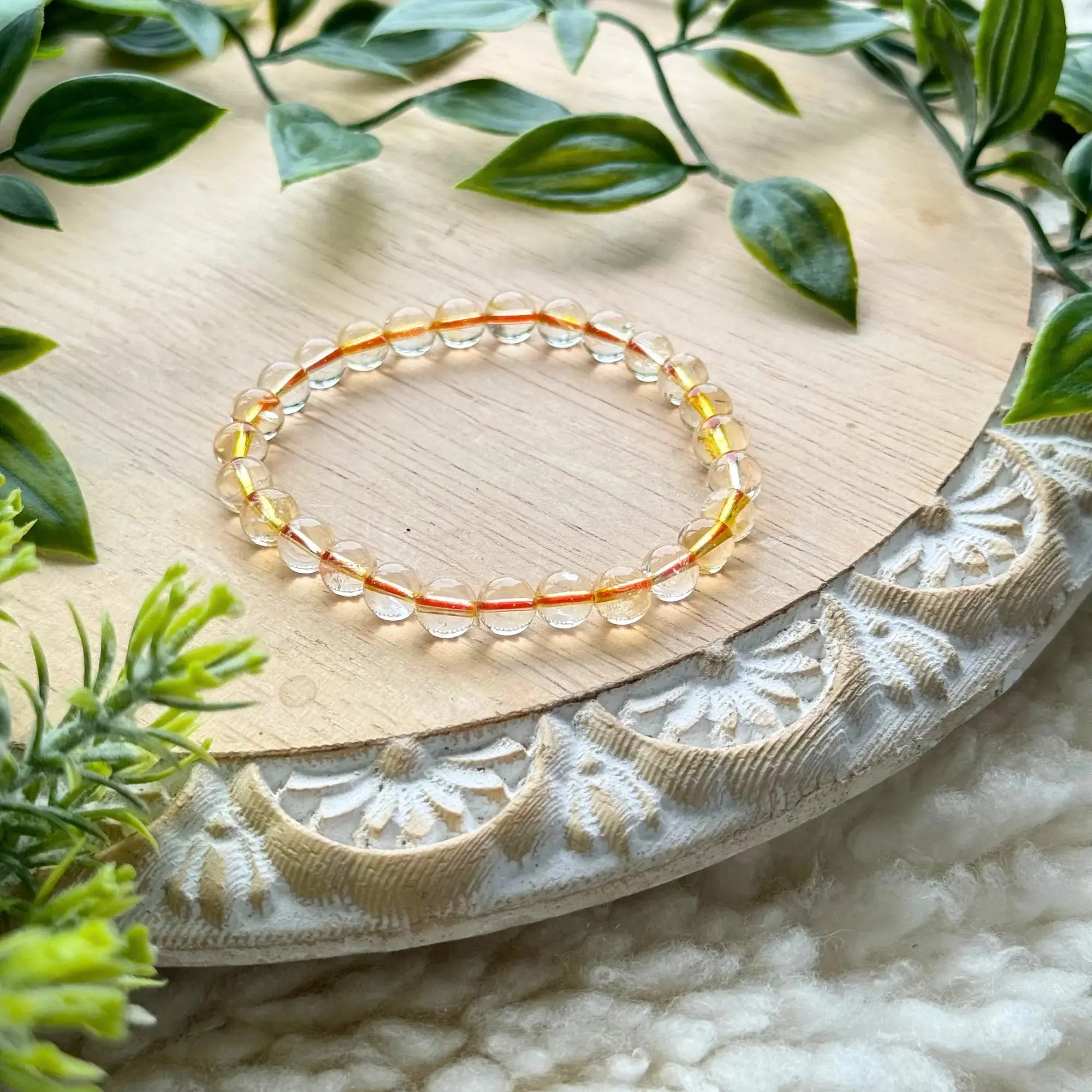 Genuine Citrine Beaded Gemstone Bracelet Arabella Crystals