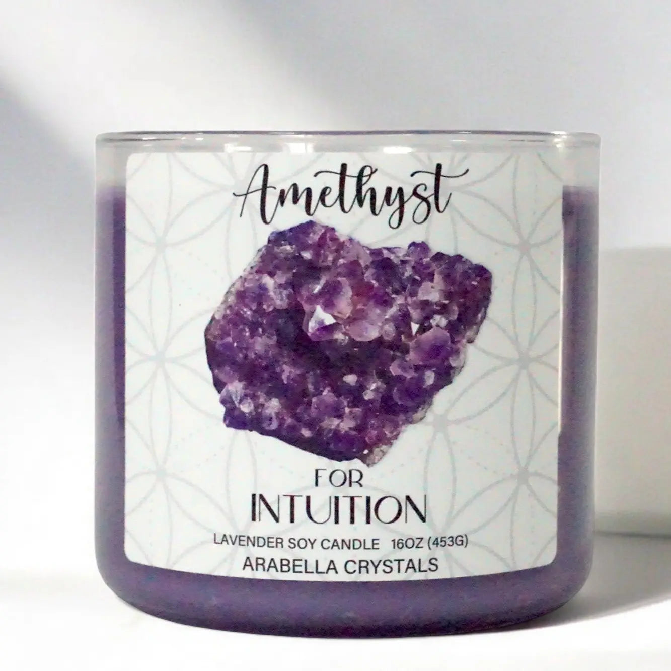 Amethyst Crystal 3-Wick Candle Notes of: Lavender, Citrus & Cedar