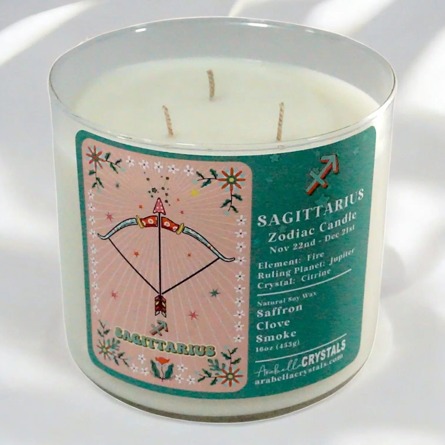 Sagittarius 3-Wick Zodiac Candle Notes of: Saffron, Clove & Smoke