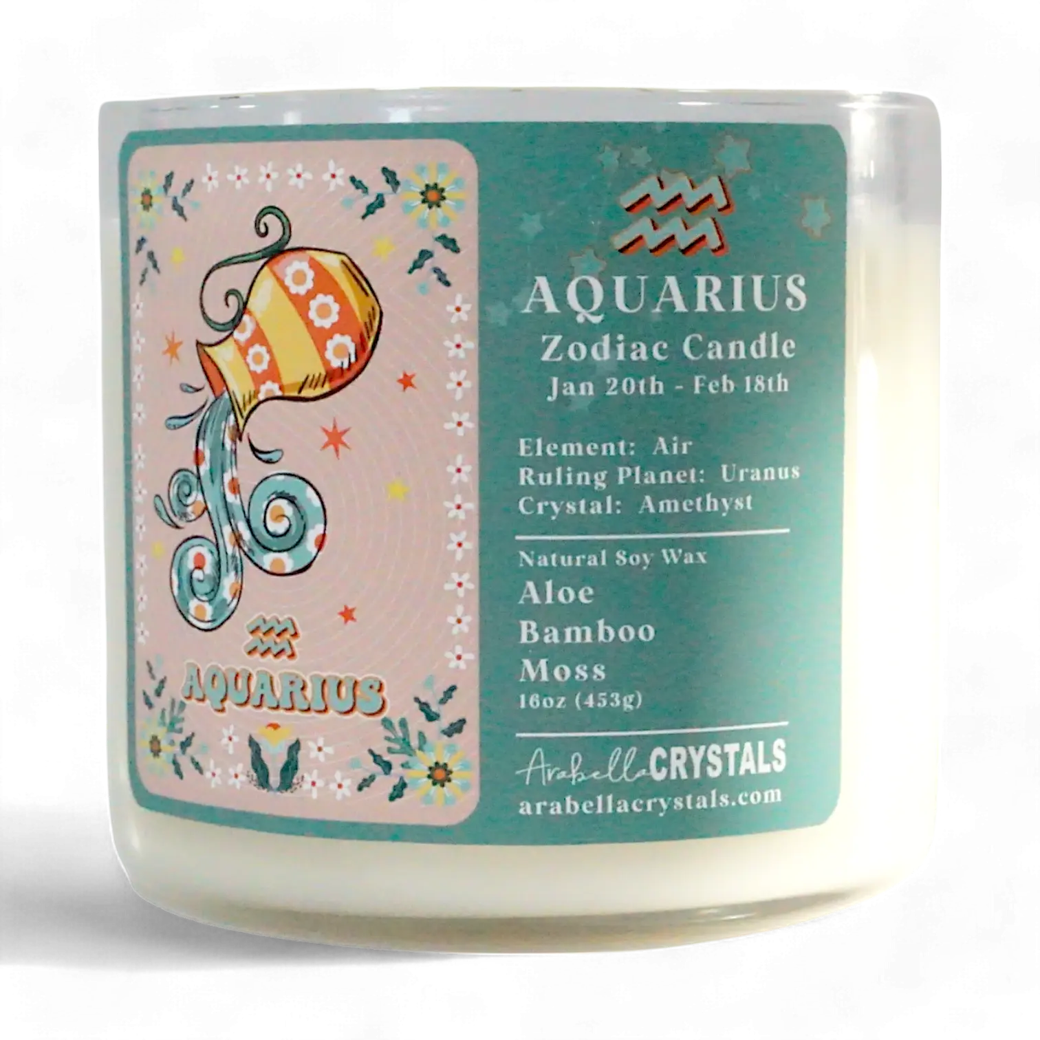 Aquarius 3-Wick Zodiac Candle Notes of: Aloe, Bamboo & Moss