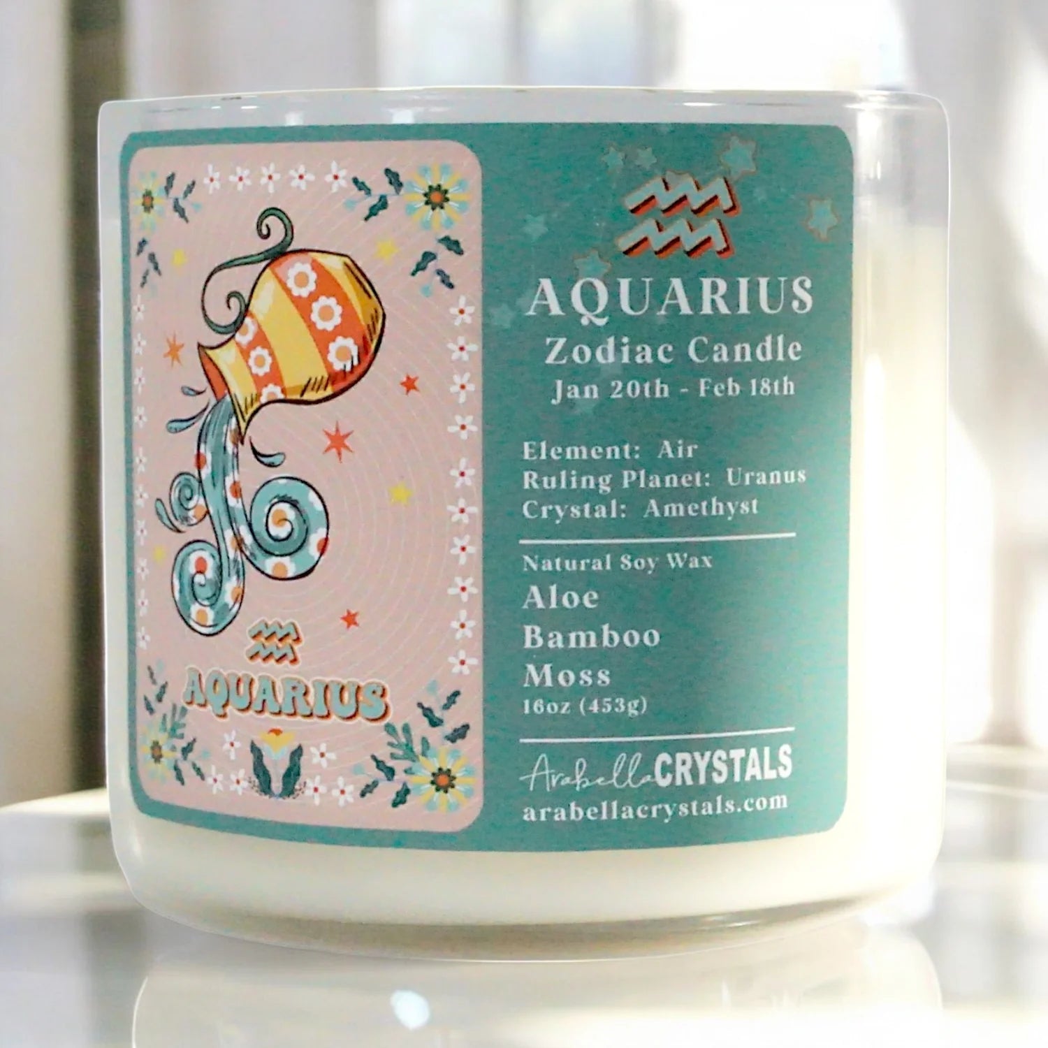 Aquarius Zodiac Hidden Crystal Candle