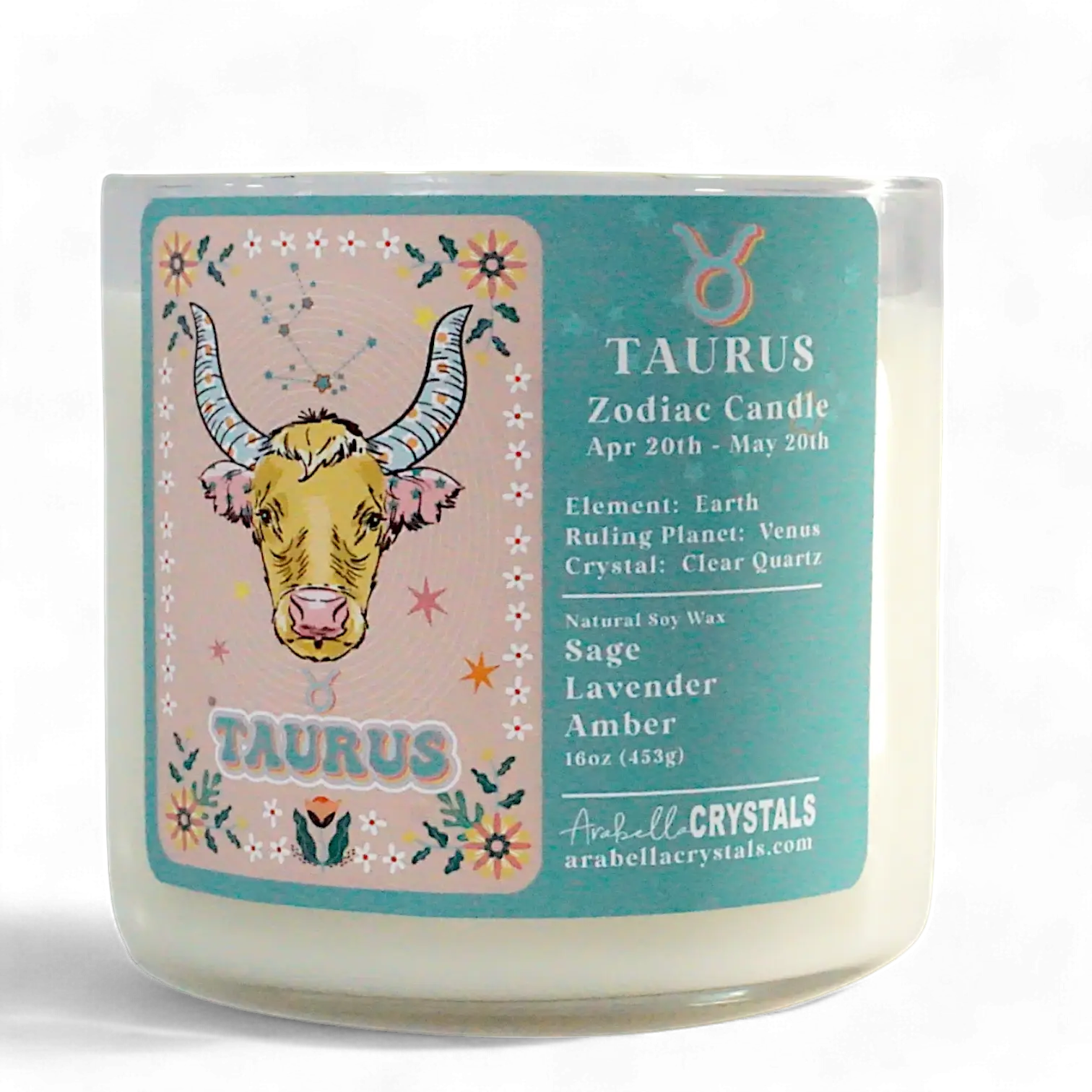 Taurus 3-Wick Zodiac Candle Notes of: Sage, Lavender & Amber