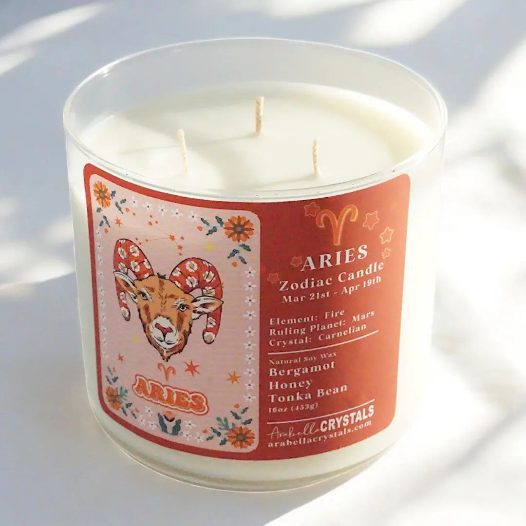 Aries 3-Wick Zodiac Candle Notes of: Bergamot, Honey & Tonka Bean