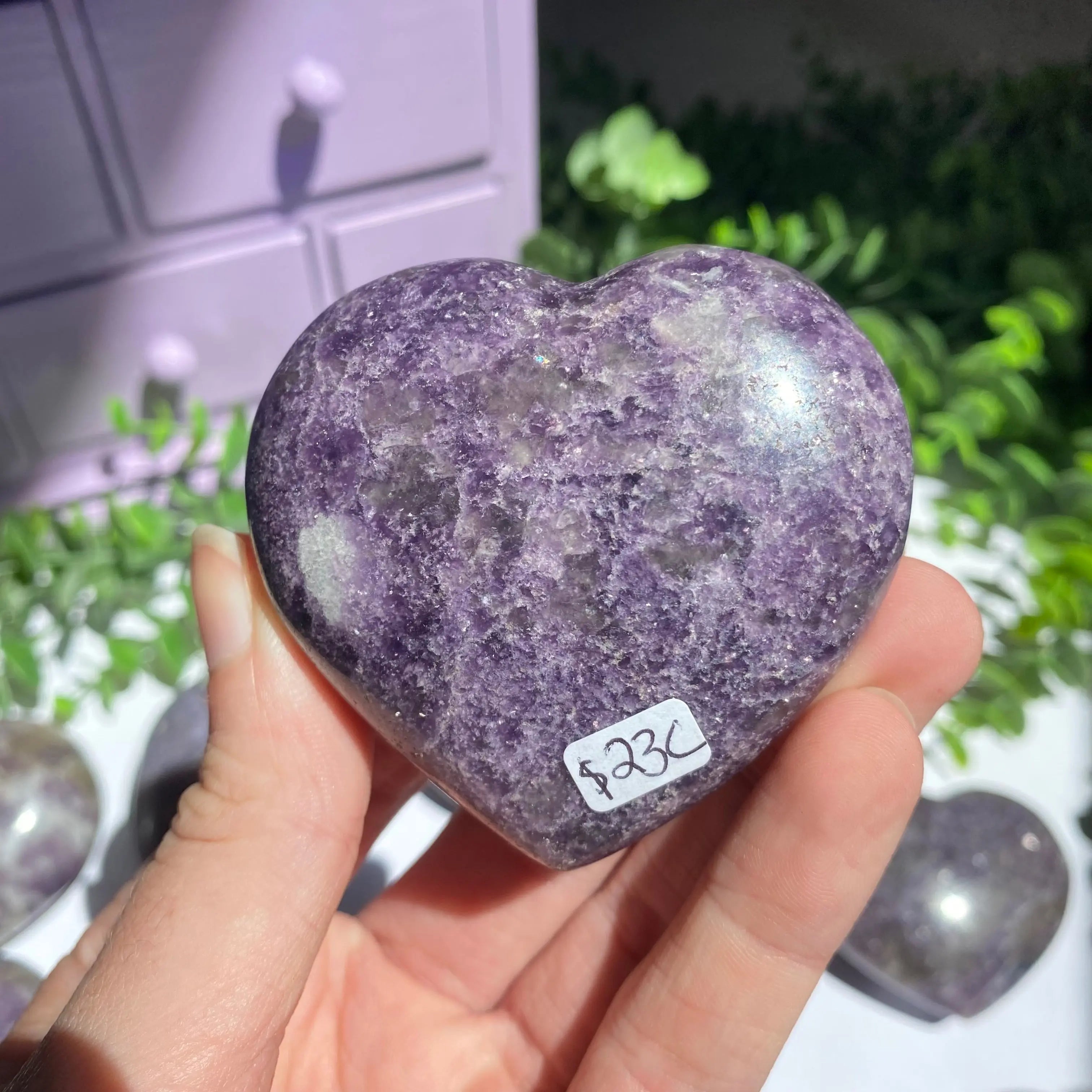 Lepidolite x Smoky Quartz (Unicorn Stone) Heart Arabella Crystals
