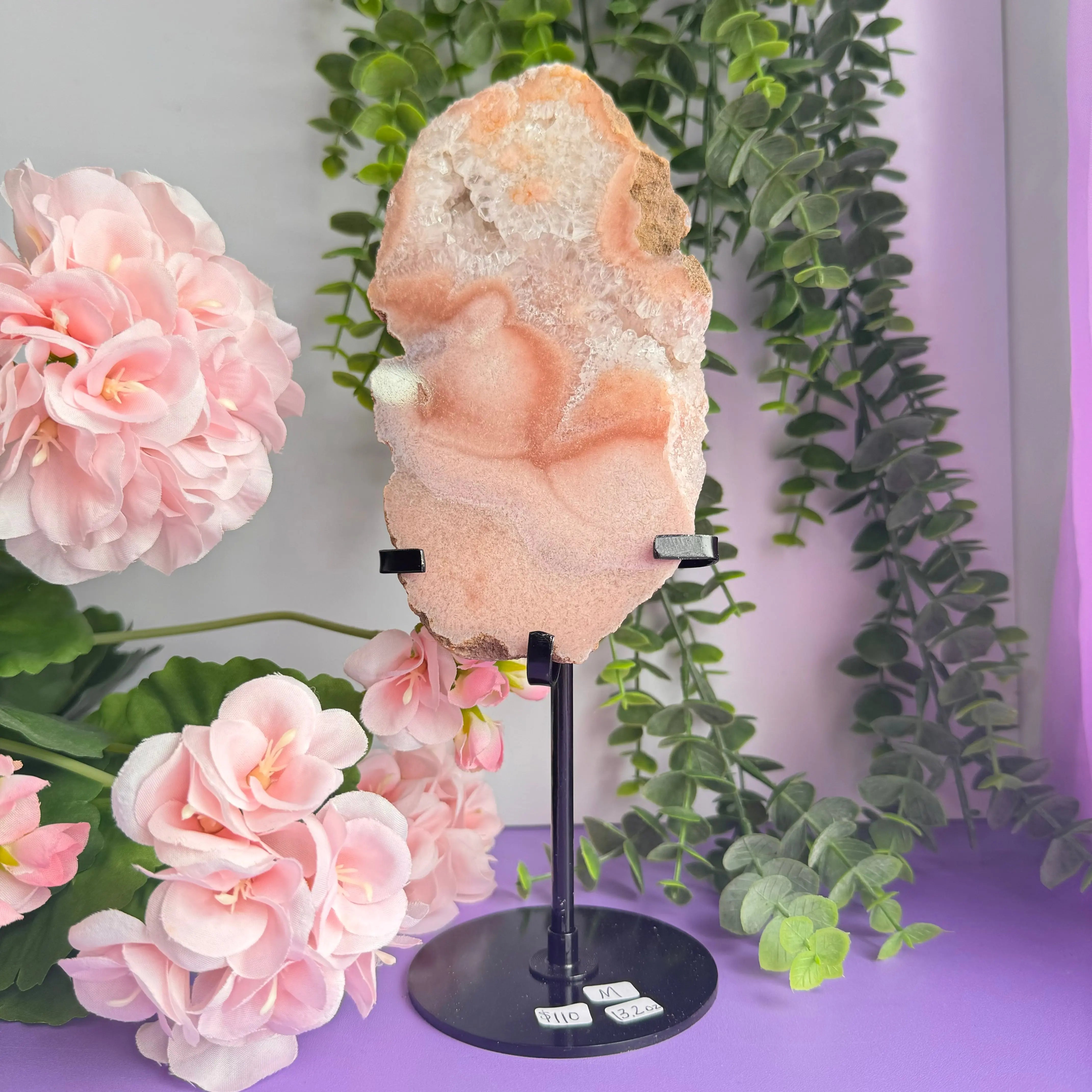 Flower Agate x Amethyst Stand Arabella Crystals