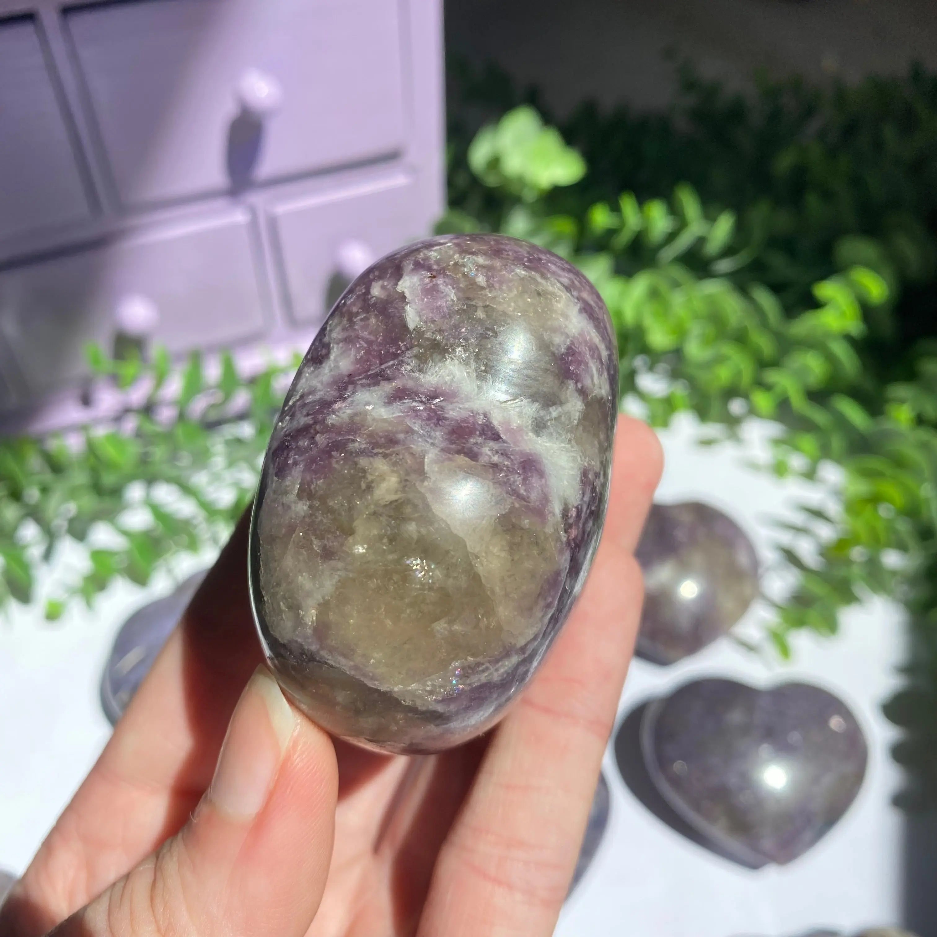 Lepidolite x Smoky Quartz (Unicorn Stone) Heart Arabella Crystals