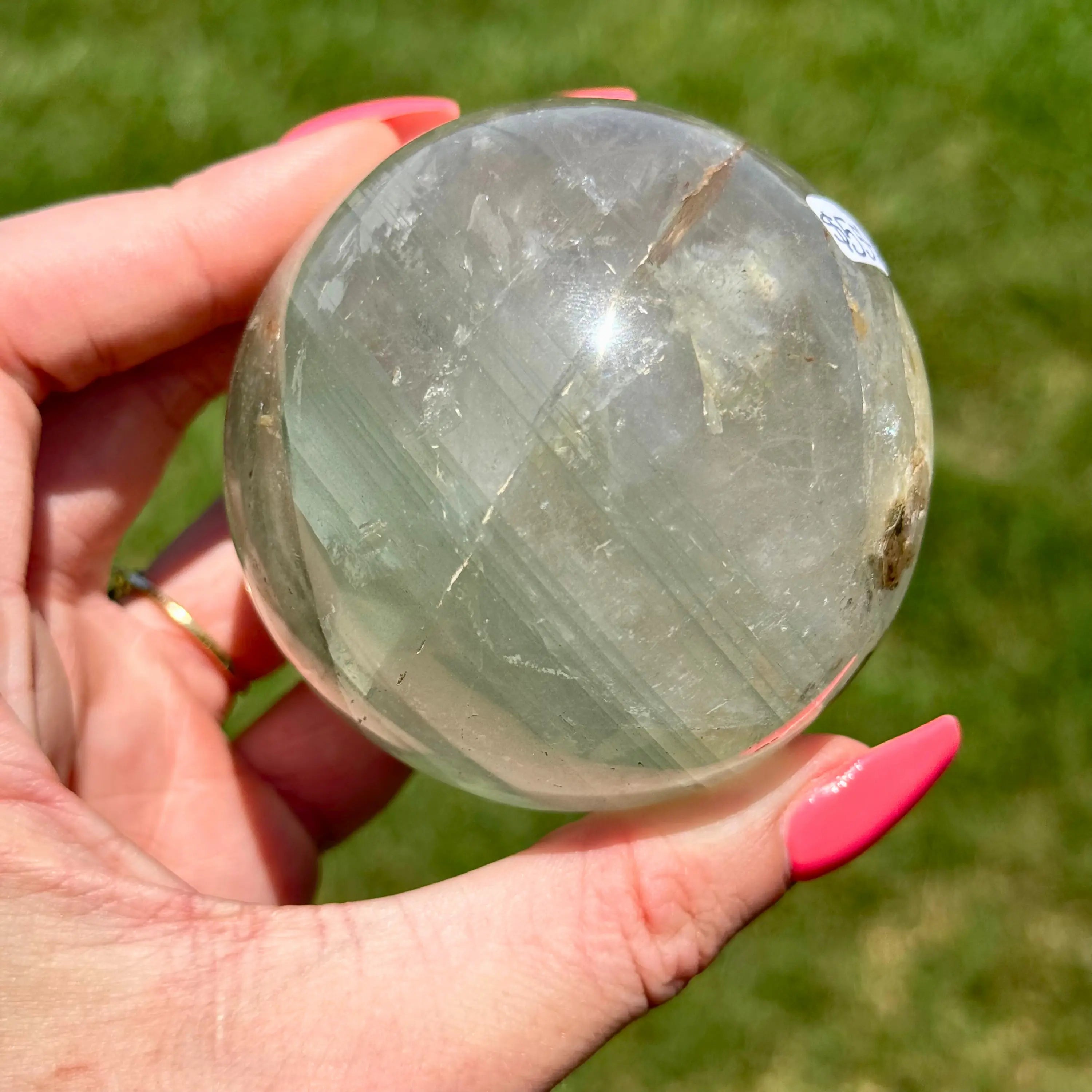 Green Chloride in Quartz "Garden Quartz" Sphere Arabella Crystals