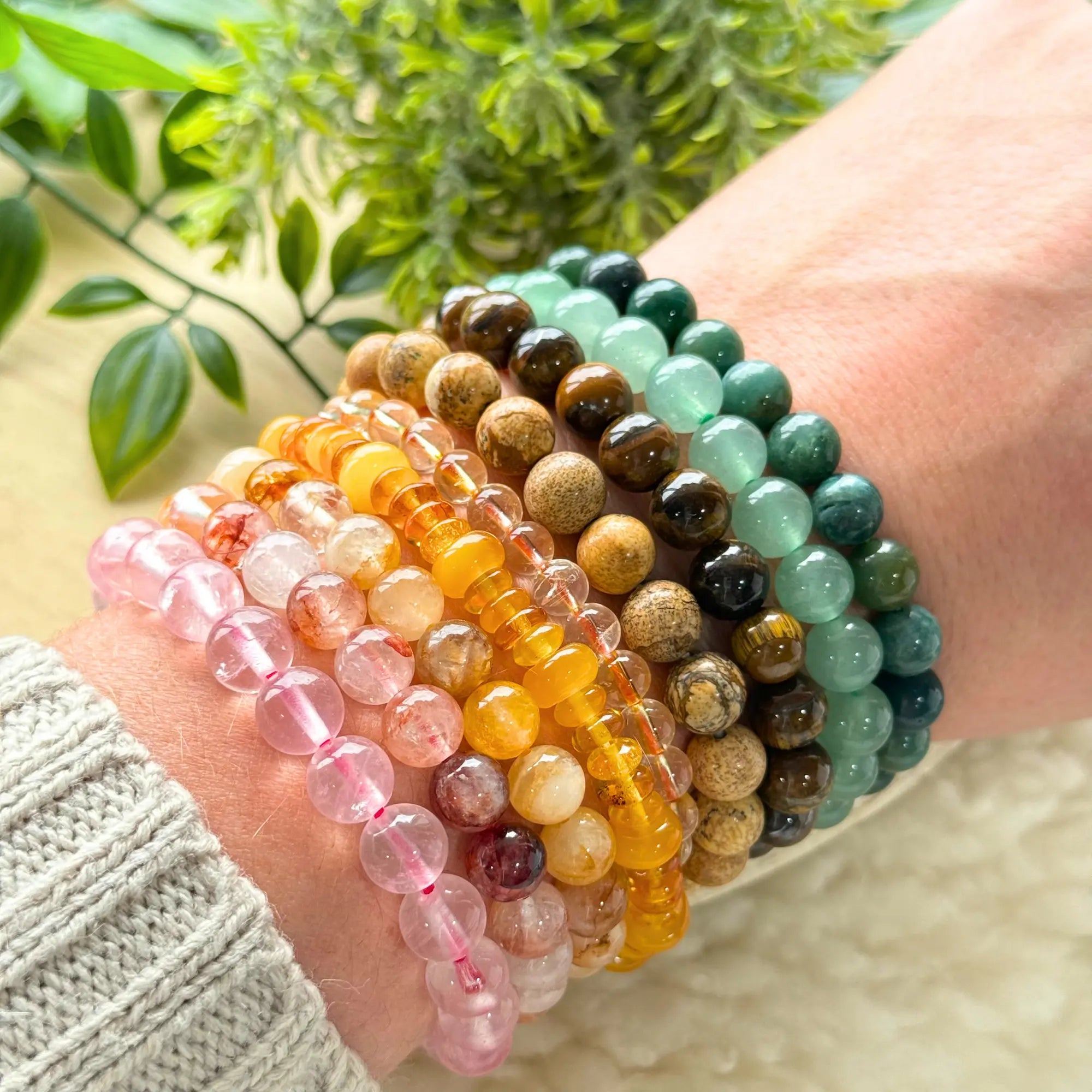 Green Aventurine Beaded Gemstone Bracelet Arabella Crystals