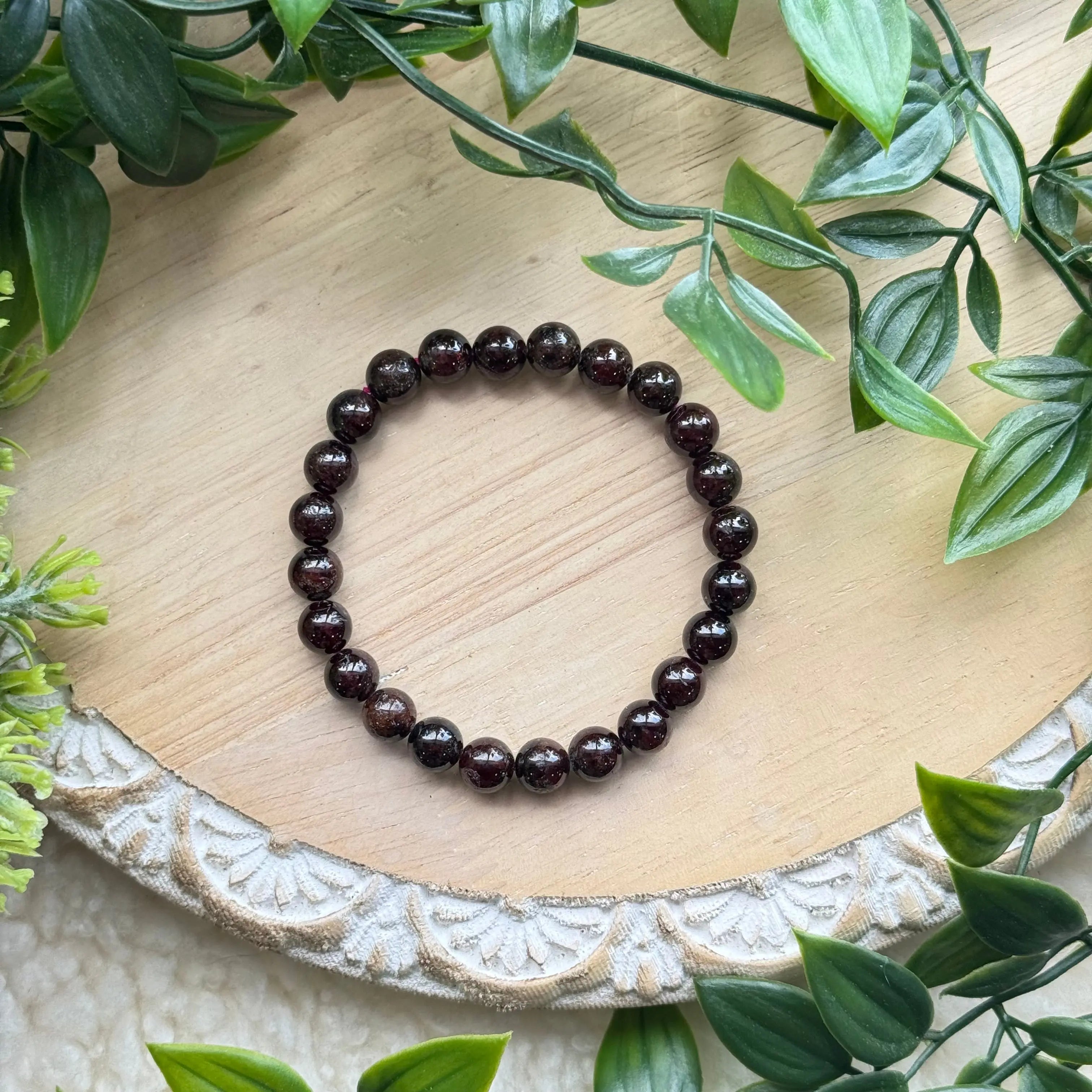 Garnet Beaded Gemstone Bracelet Arabella Crystals