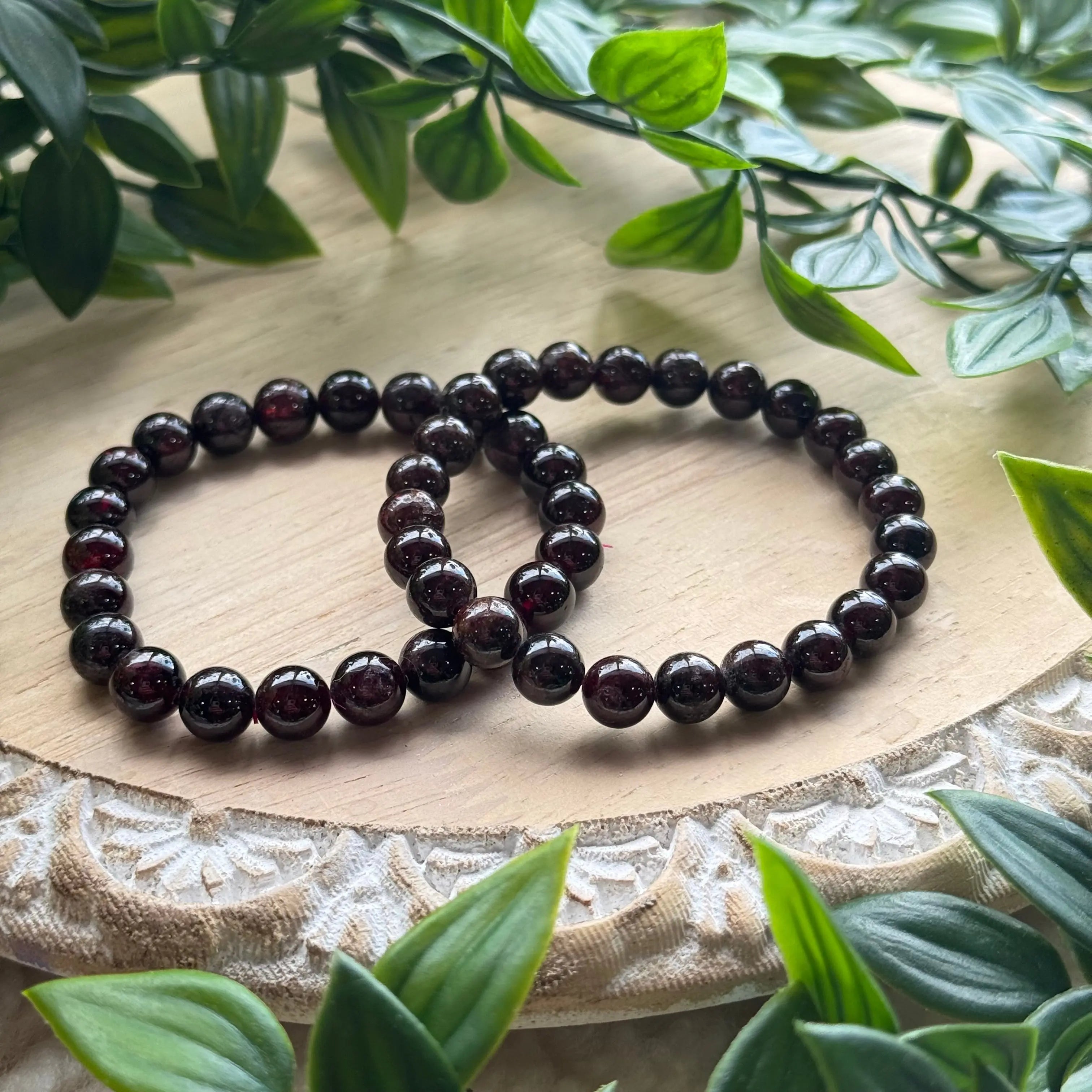 Garnet Beaded Gemstone Bracelet Arabella Crystals