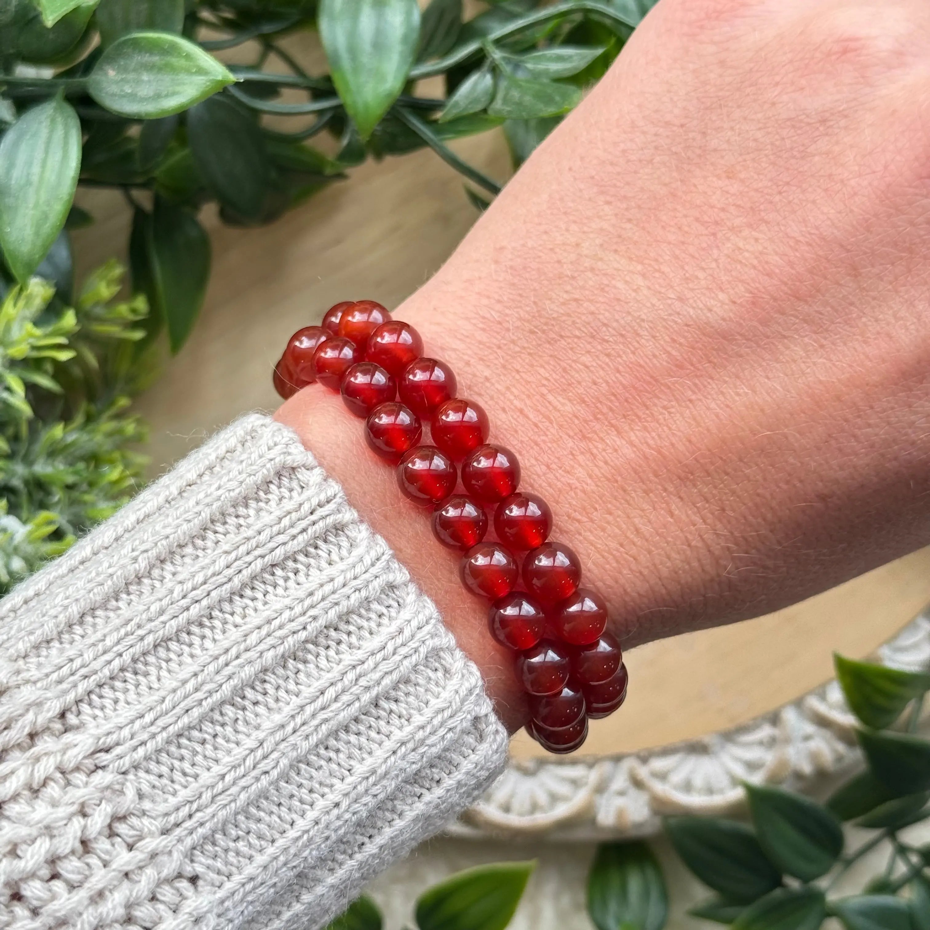 Carnelian Beaded Gemstone Bracelet for Passion & Creativity